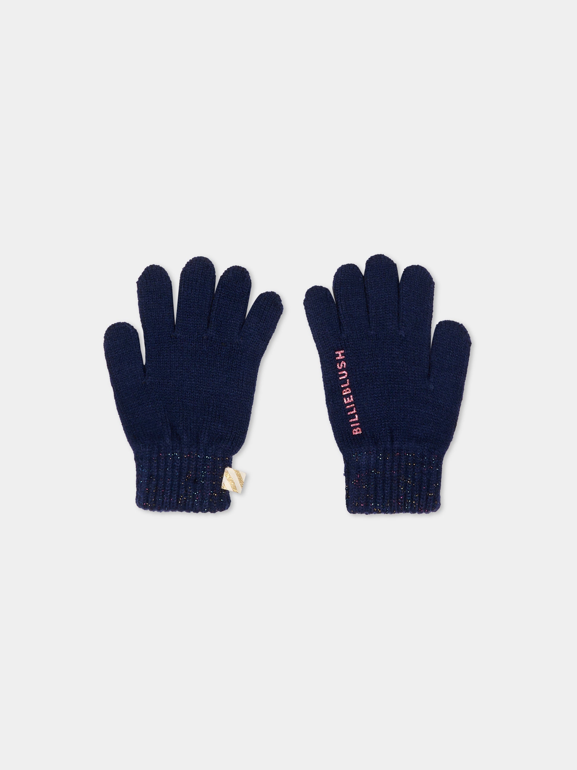 Guanti blu per bambina con logo,Billieblush,U21526 85T