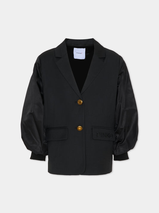 Giacca nera per bambina con logo,Pinko,KFGC001.C.ML025.N000