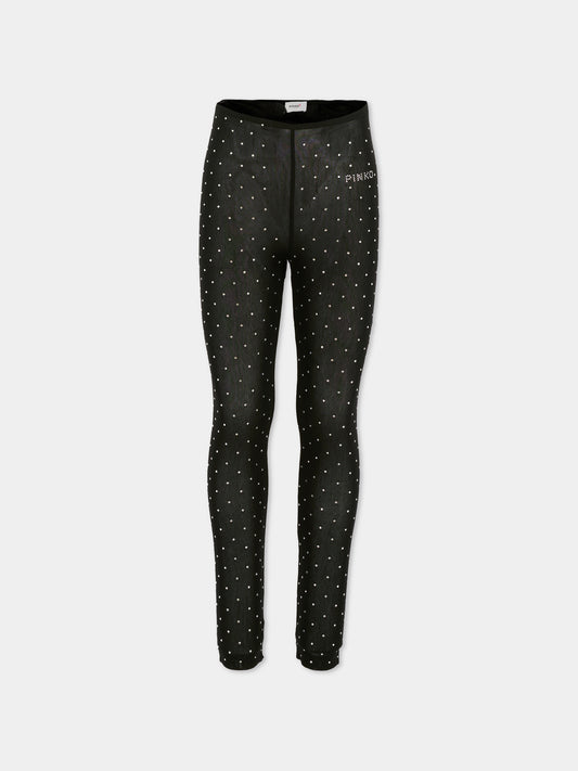 Leggings neri per bambina con strass