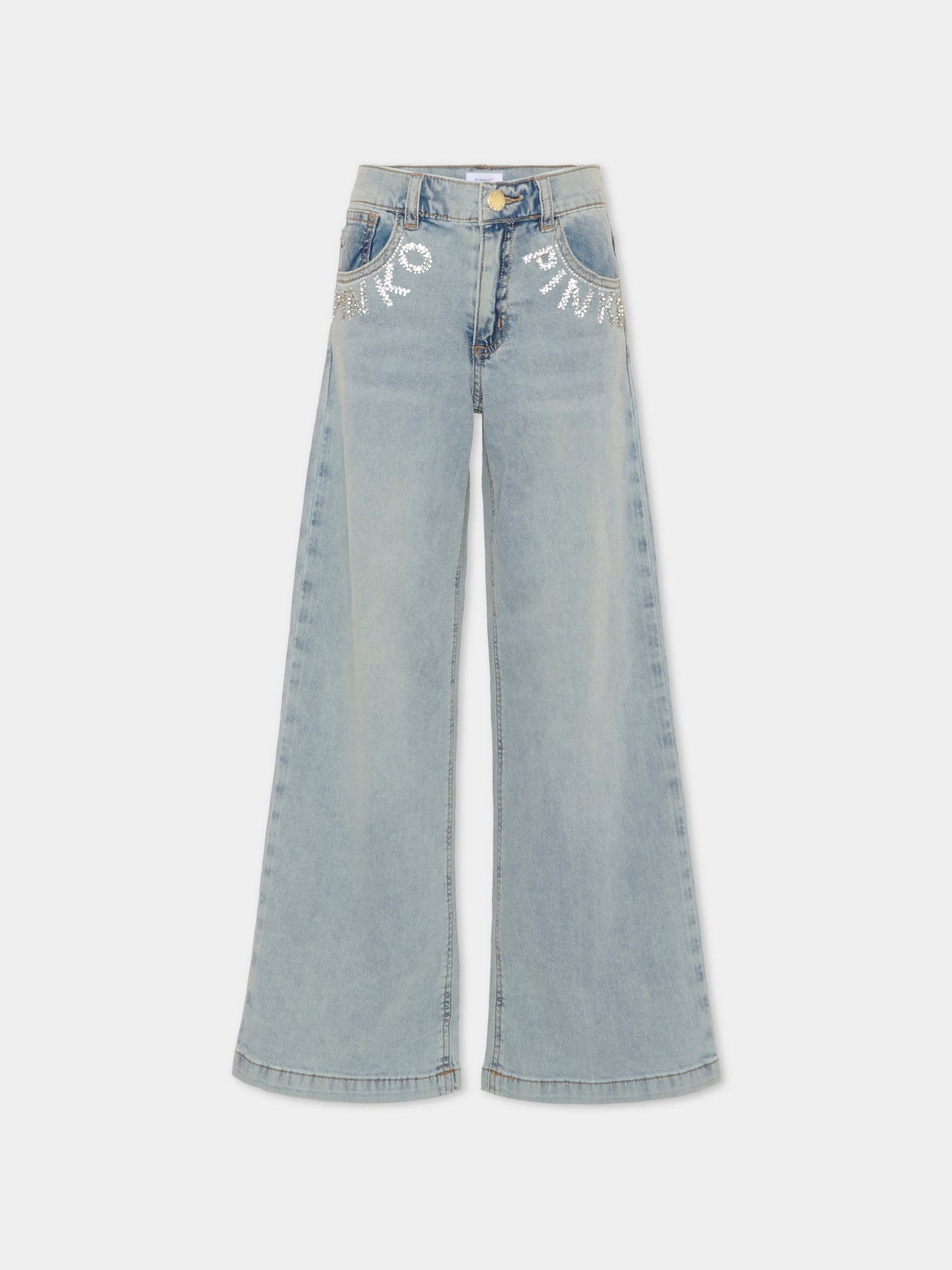 Jeans azzurro per bambina con logo,Pinko,KFPA031.C.DS057.D812