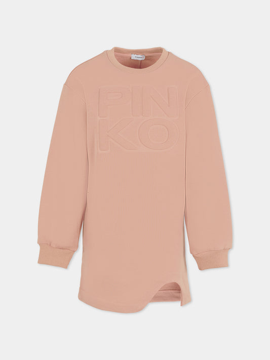 Vestito rosa per bambina con logo