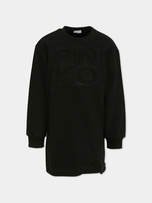 Vestito nero per bambina con logo