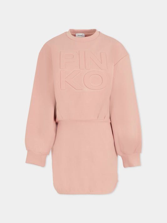 Vestito rosa per bambina con logo,Pinko,KFAB020.C.JT007.C039