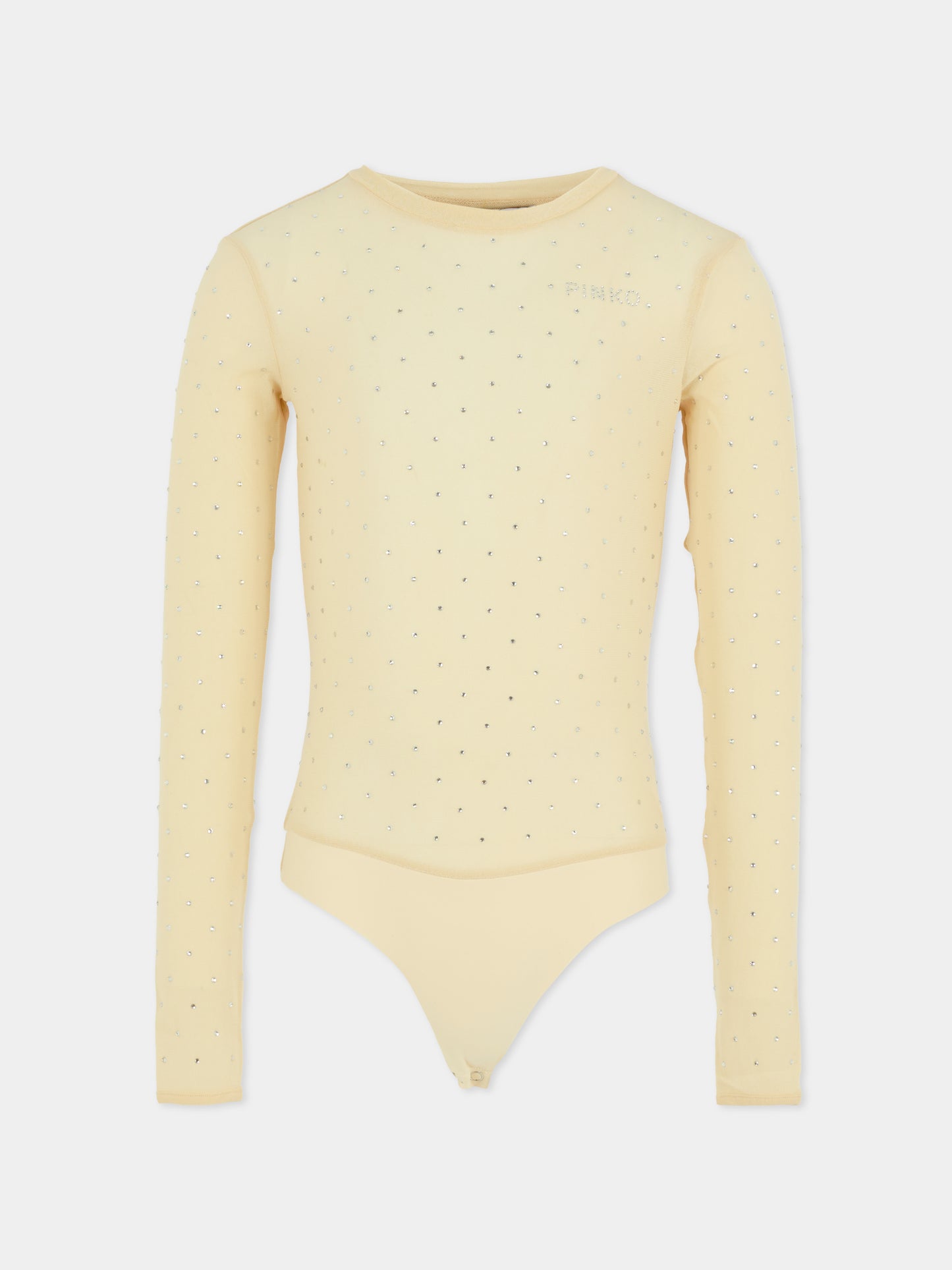 Body rosa per bambina con strass e logo