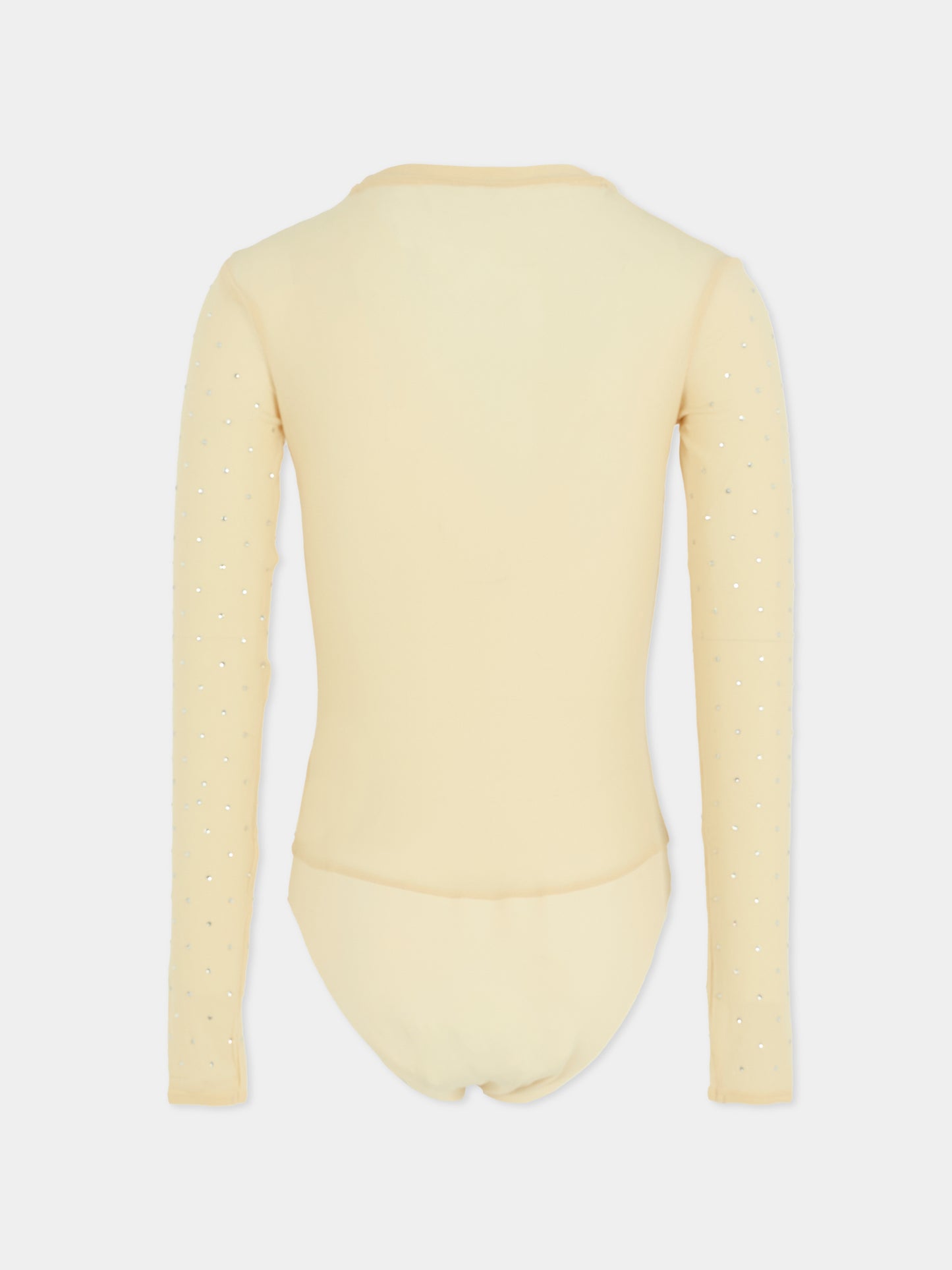 Body rosa per bambina con strass e logo