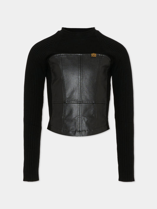 Maglione nero per bambina con logo,Pinko,KFMA022.C.FL086.N000