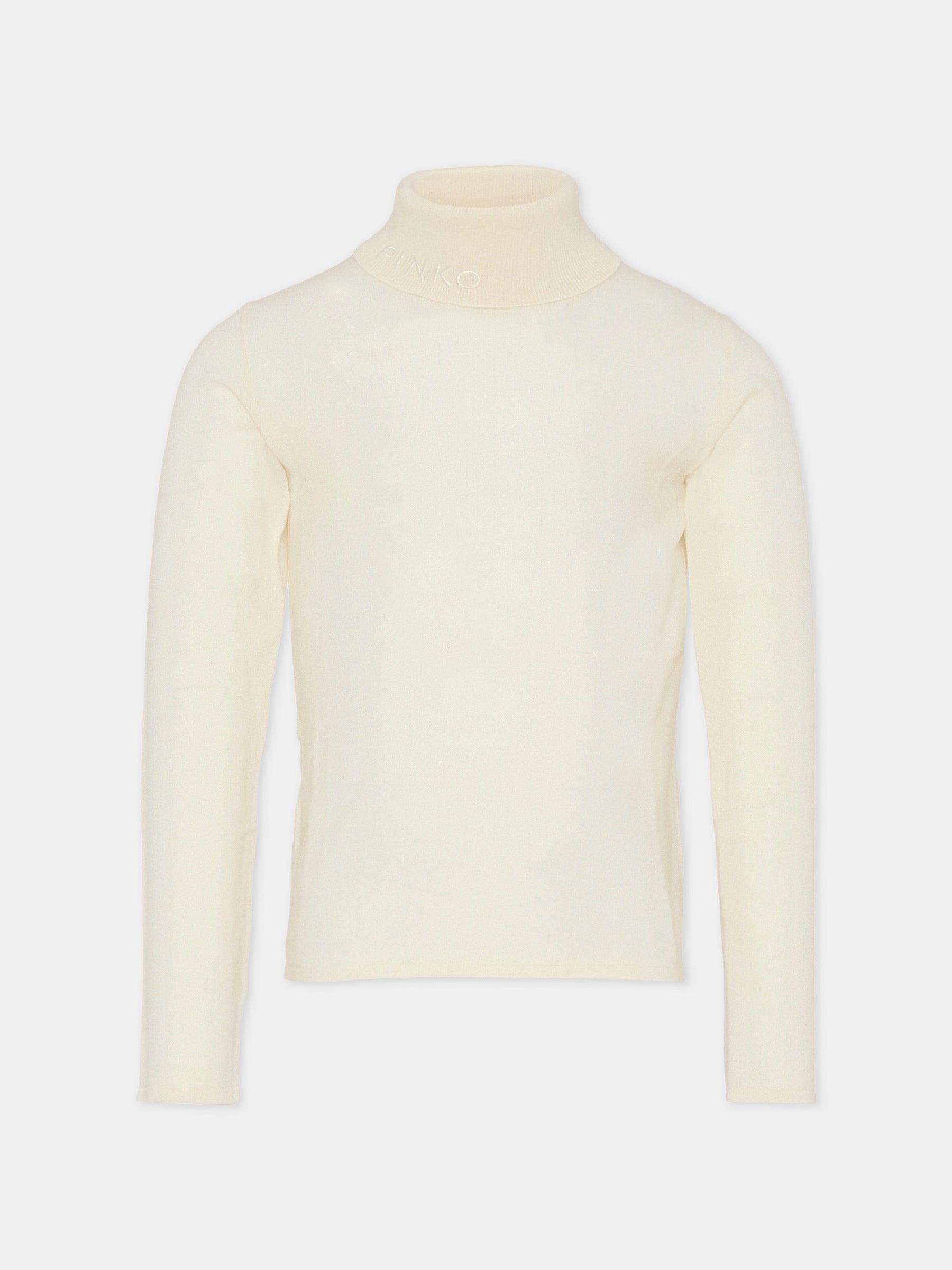 Dolcevita avorio per bambina con logo,Pinko,KFMA016.C.FL084.B000