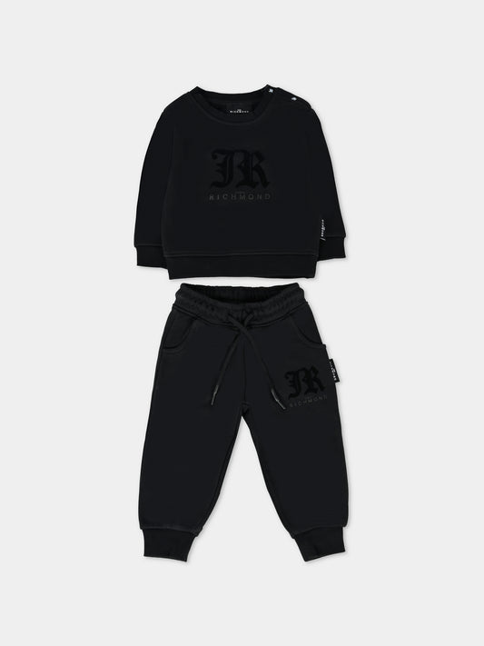 Completo nero per neonati con logo,Richmond,RIA25016CF BLACK