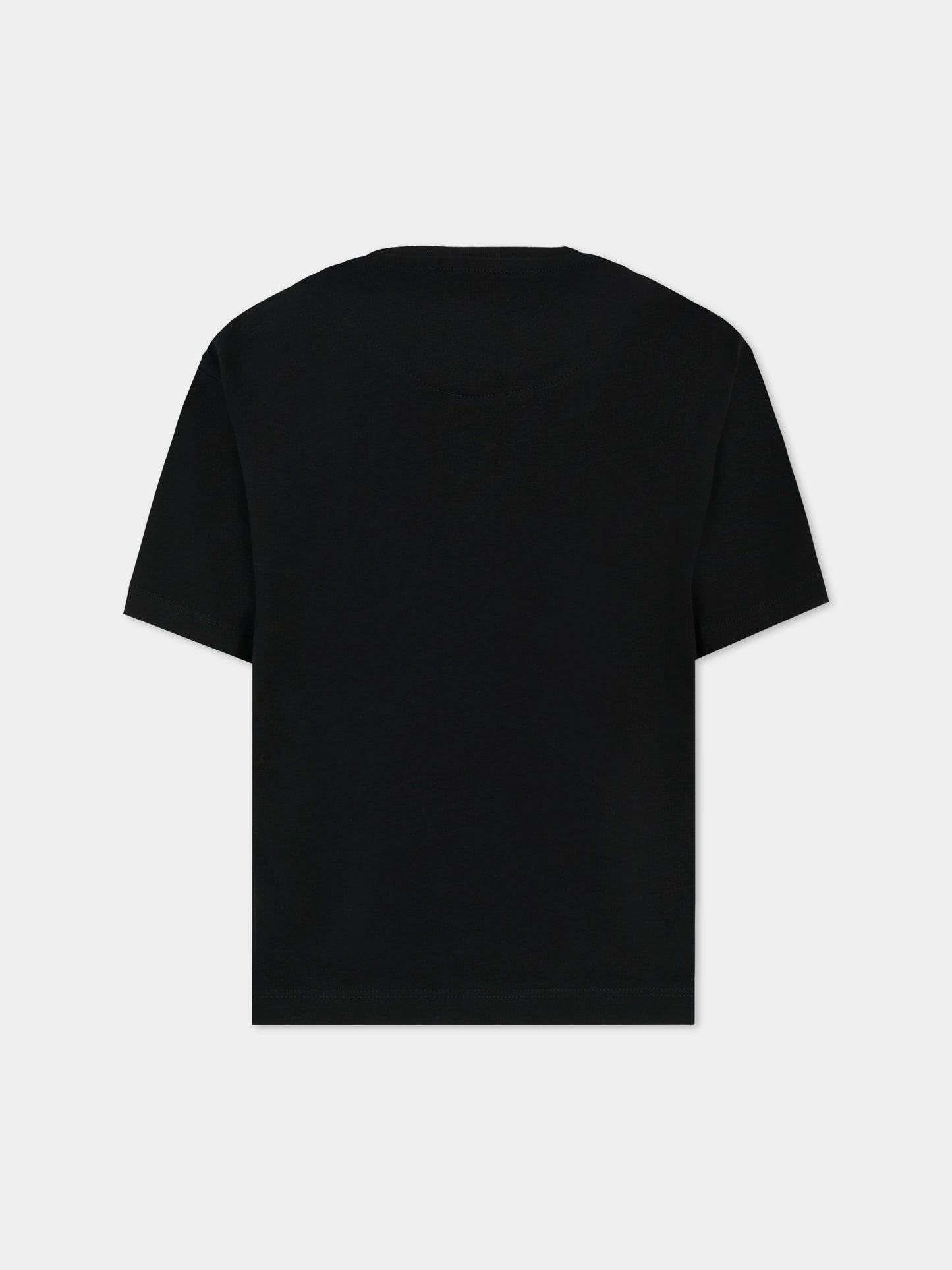 T-shirt nera per bambino con logo in velluto,Richmond,RBA25008TS BLACK