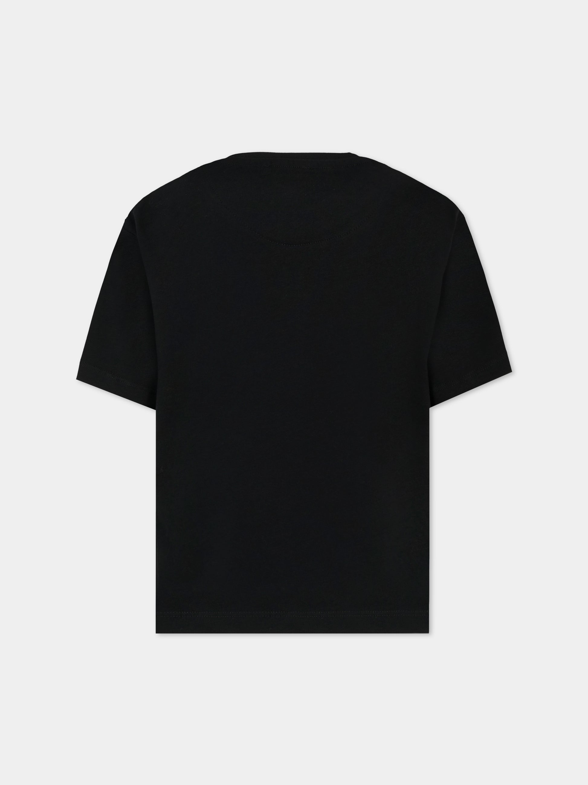 T-shirt nera per bambino con logo in velluto,Richmond,RBA25008TS BLACK