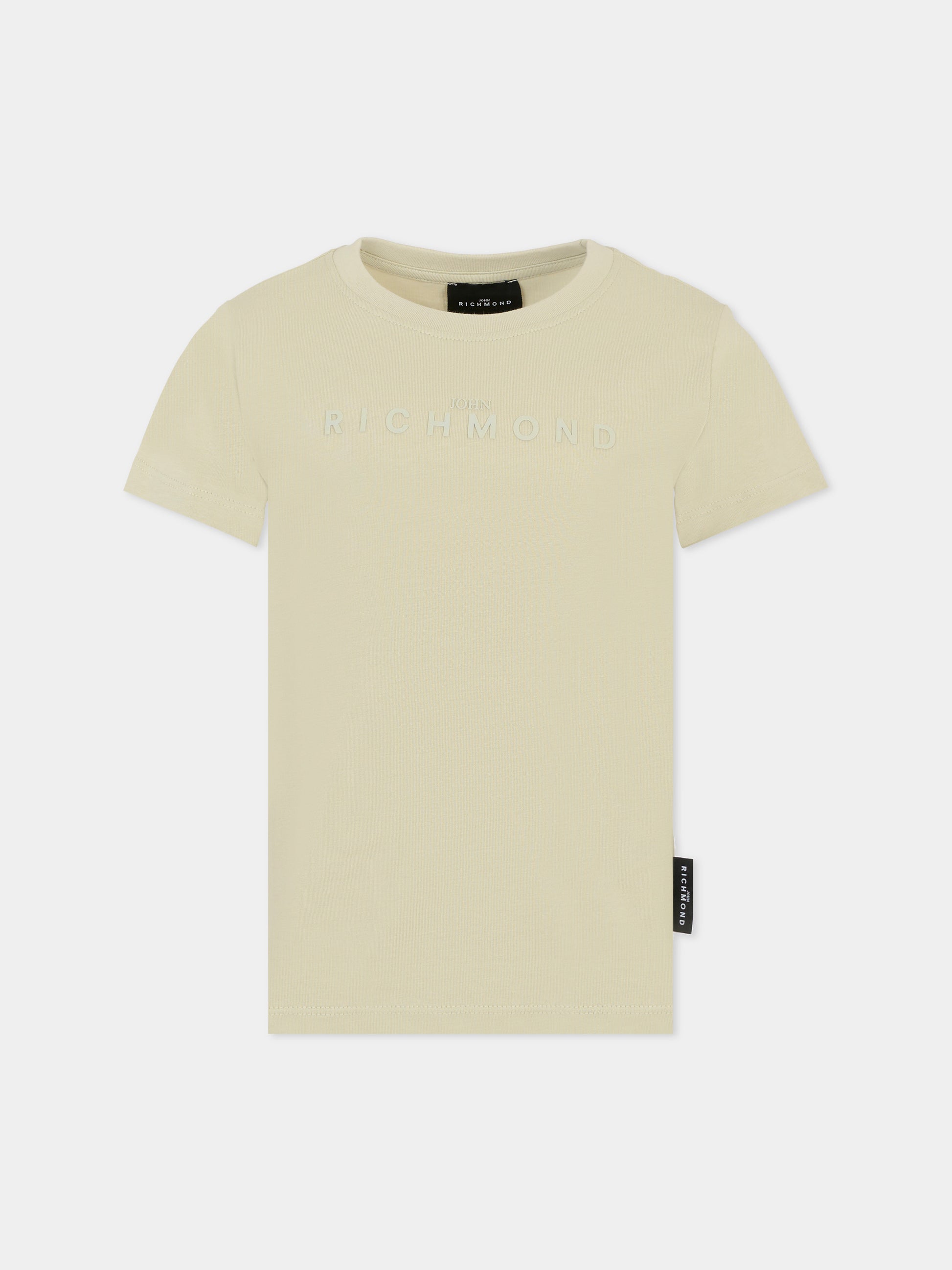 T-shirt beige per bambini con logo,Richmond,RBA25009TS GREY
