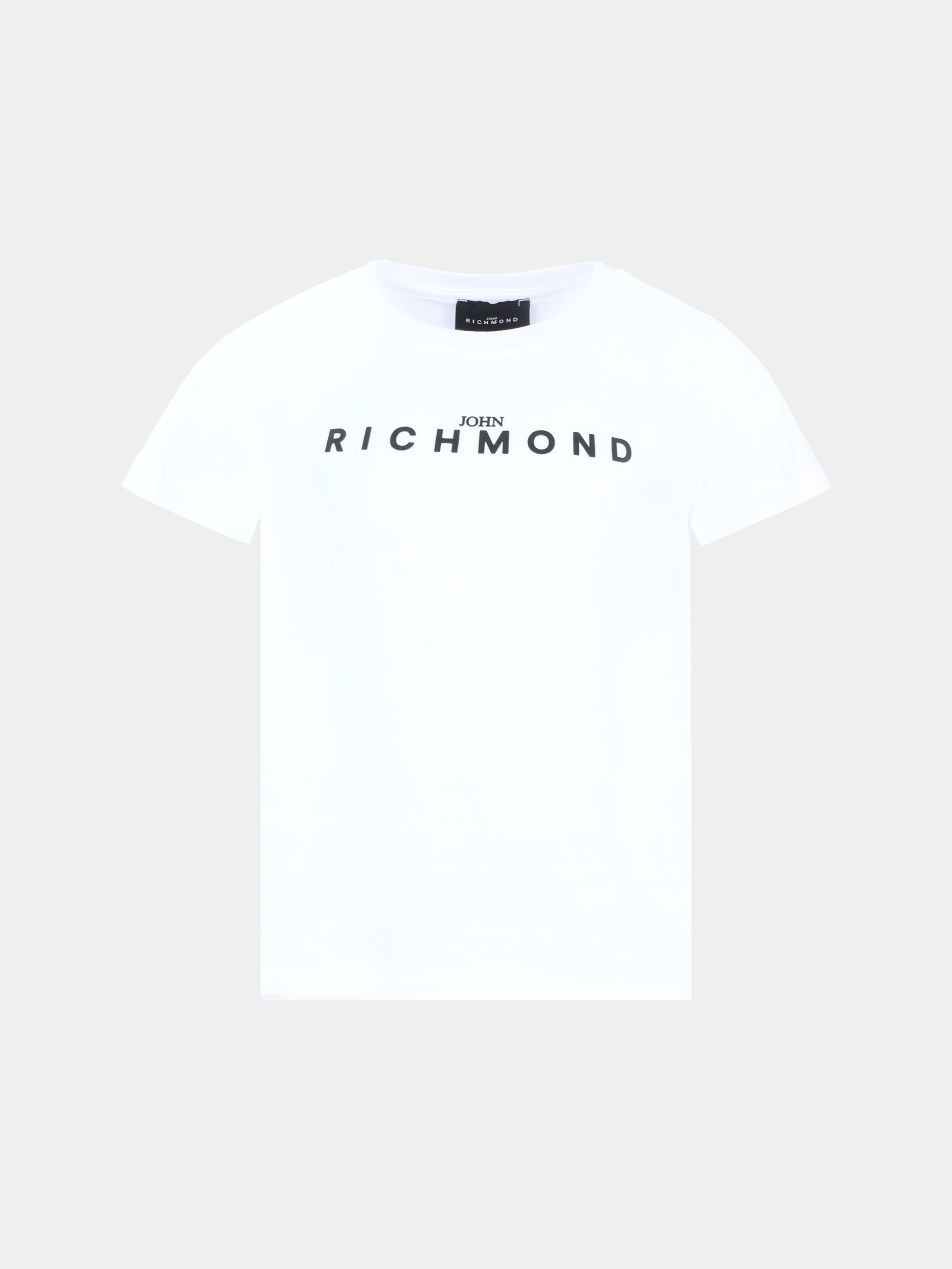 T-shirt bianca per bambini con logo nero,Richmond,RBA25009TS WHITE