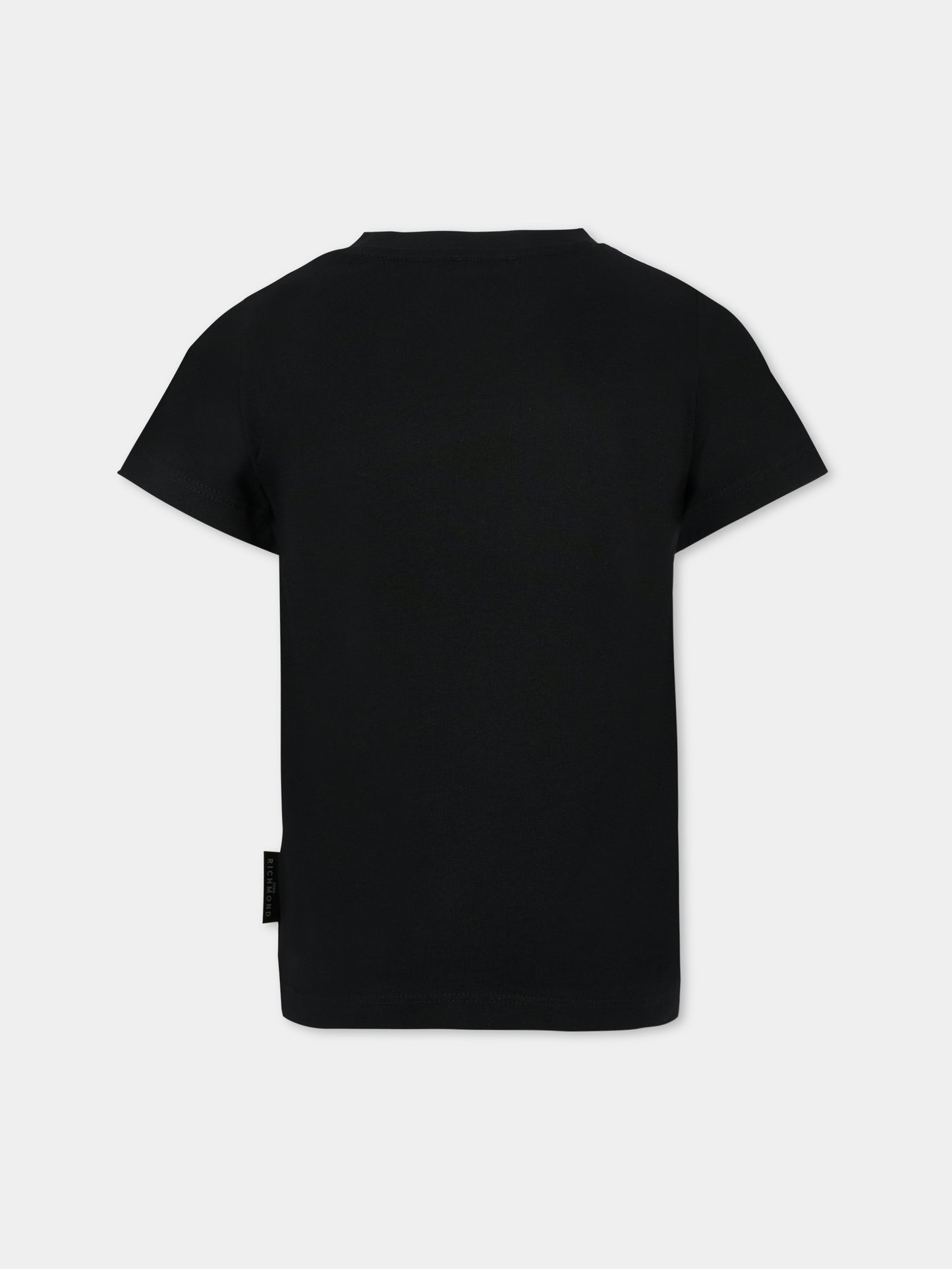 T-shirt nera per bambini con logo,Richmond,RBA25010TS BLACK