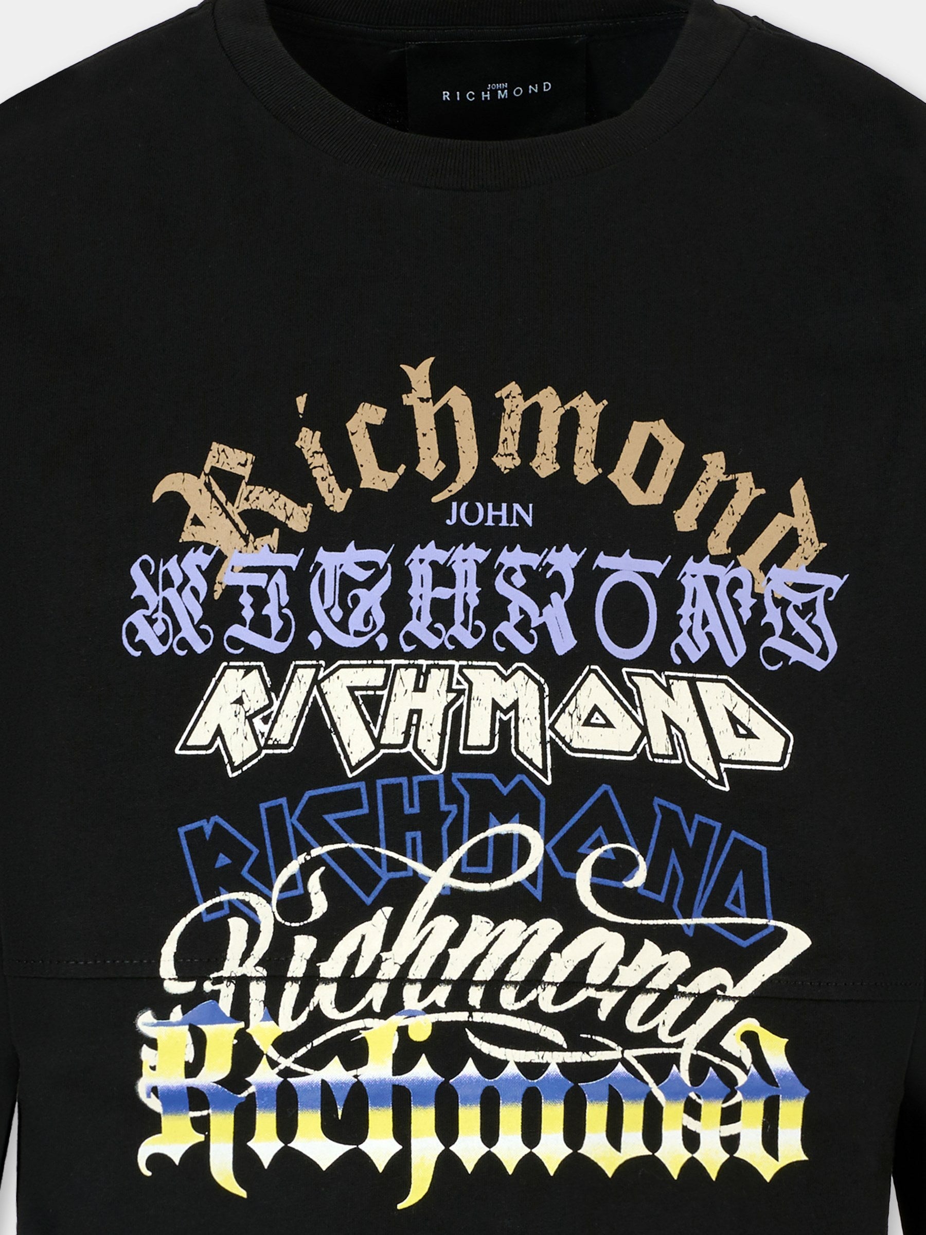 T-shirt nera per bambino con logo,Richmond,RBA25200TS BLACK