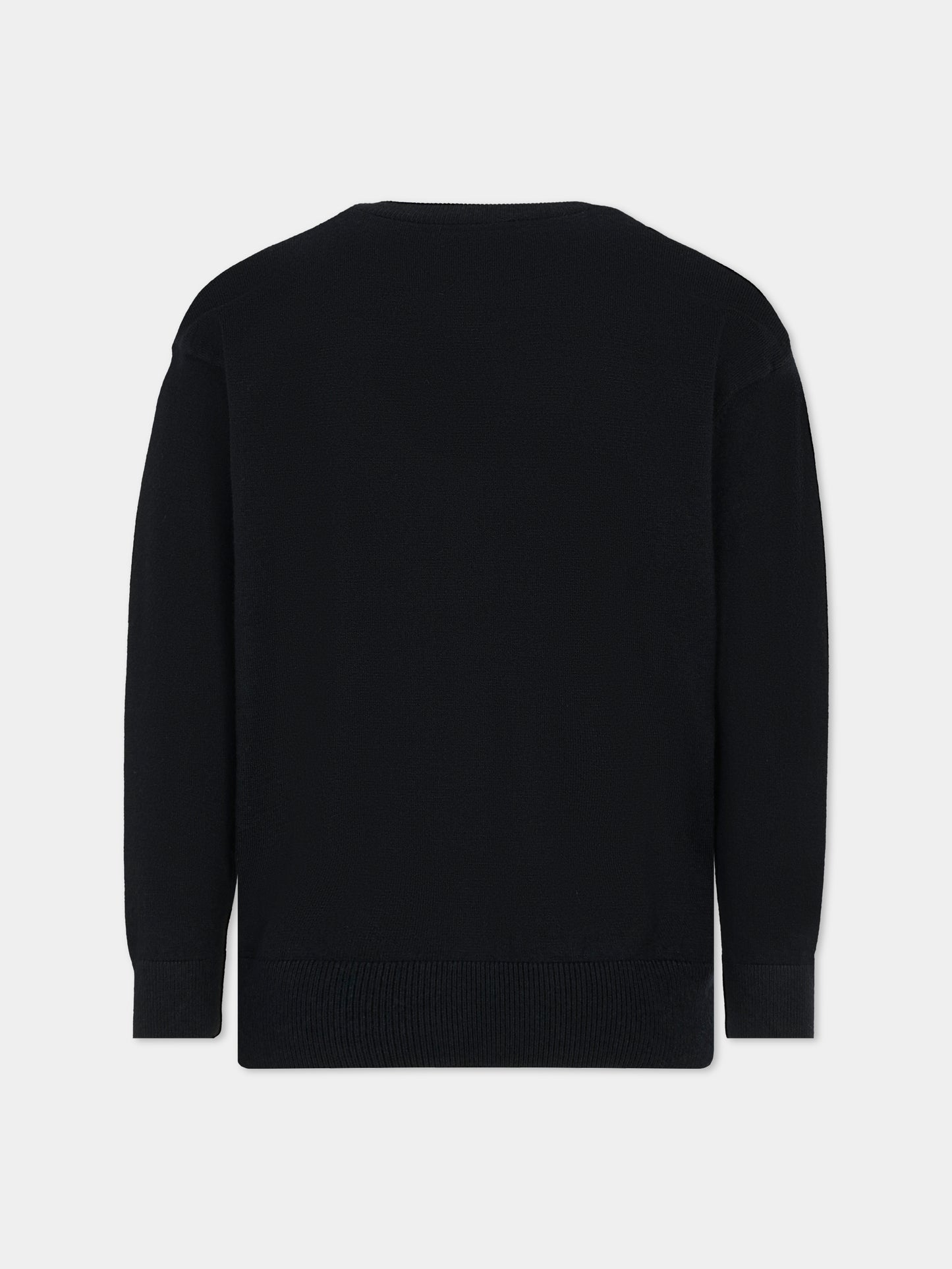 Cardigan nero per bambino con logo avorio,Richmond,RBA25012CD BLACK