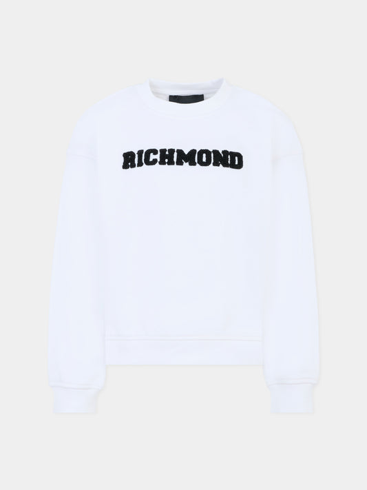 Felpa bianca per bambini con logo,Richmond,RBA25236FE WHITE