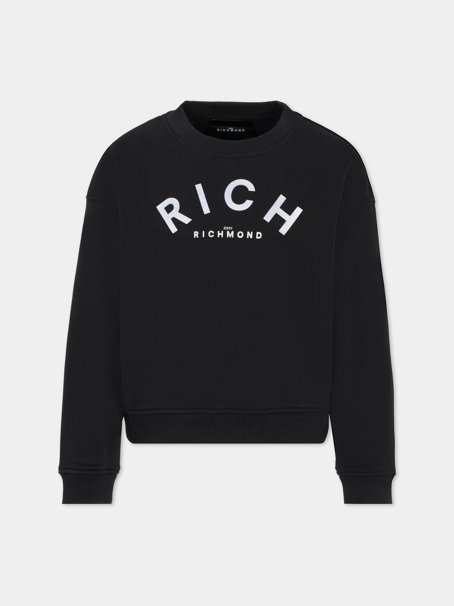 Felpa nera per bambini con logo bianco,Richmond,RBA25237FE BLACK