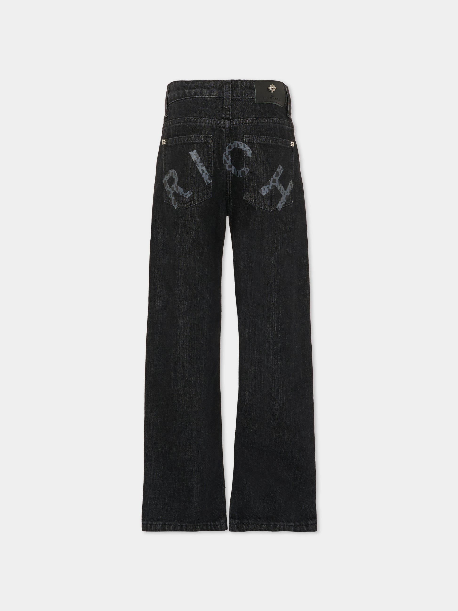 Jeans neri per bambino con logo,Richmond,RBA25226JE DENIM BLACK