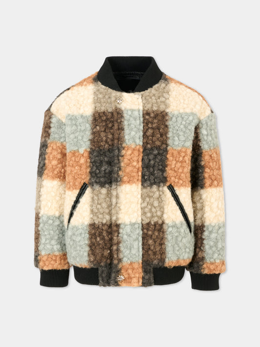 Bomber multicolor per bambino con logo,Richmond,RBA25109GB TEDDY CHECK