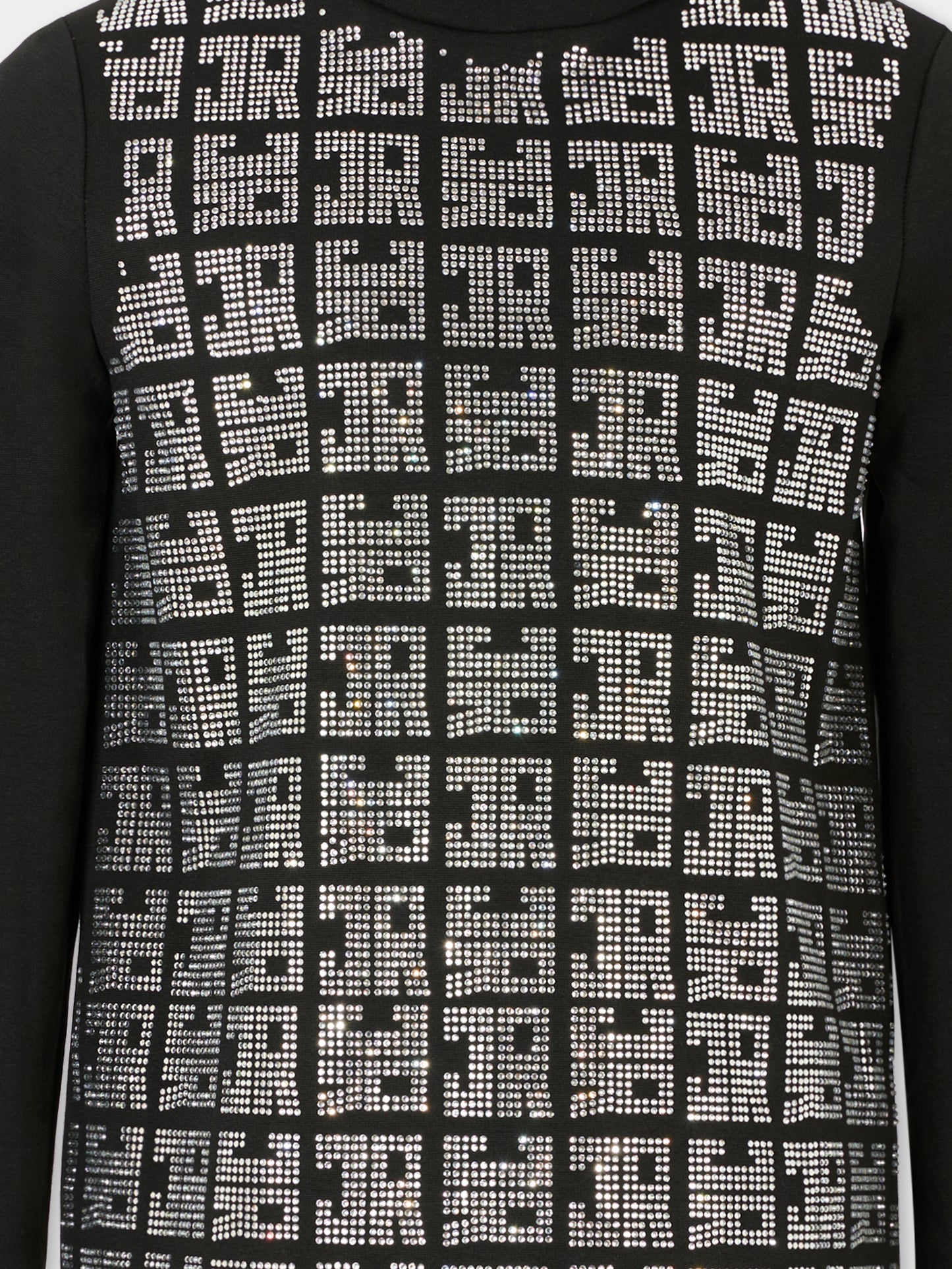 Vestito nero per bambina con logo di strass,Richmond,RGA25178VE BLACK