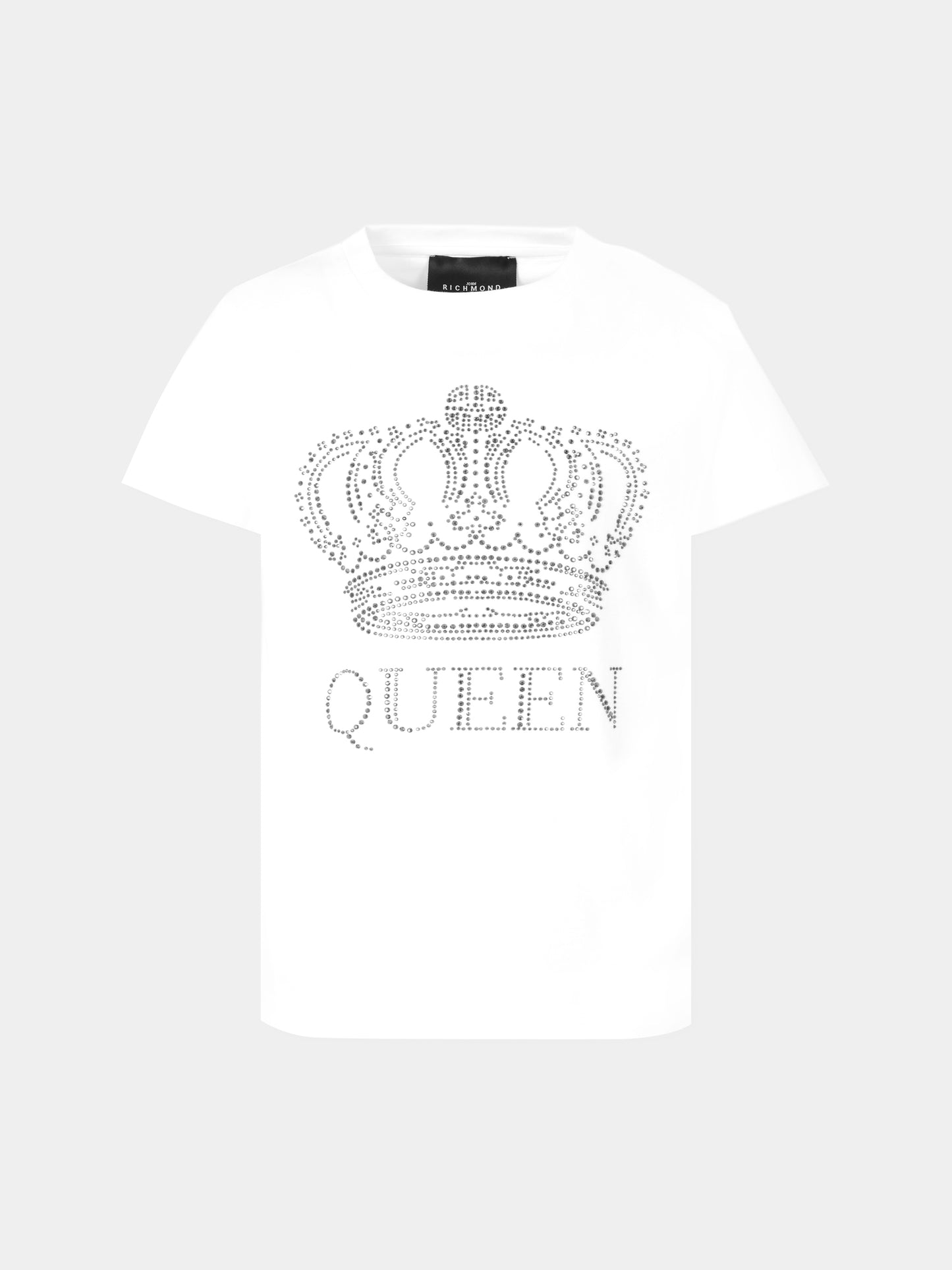 T-shirt bianca per bambina con corona,Richmond,RGA25051TS WHITE