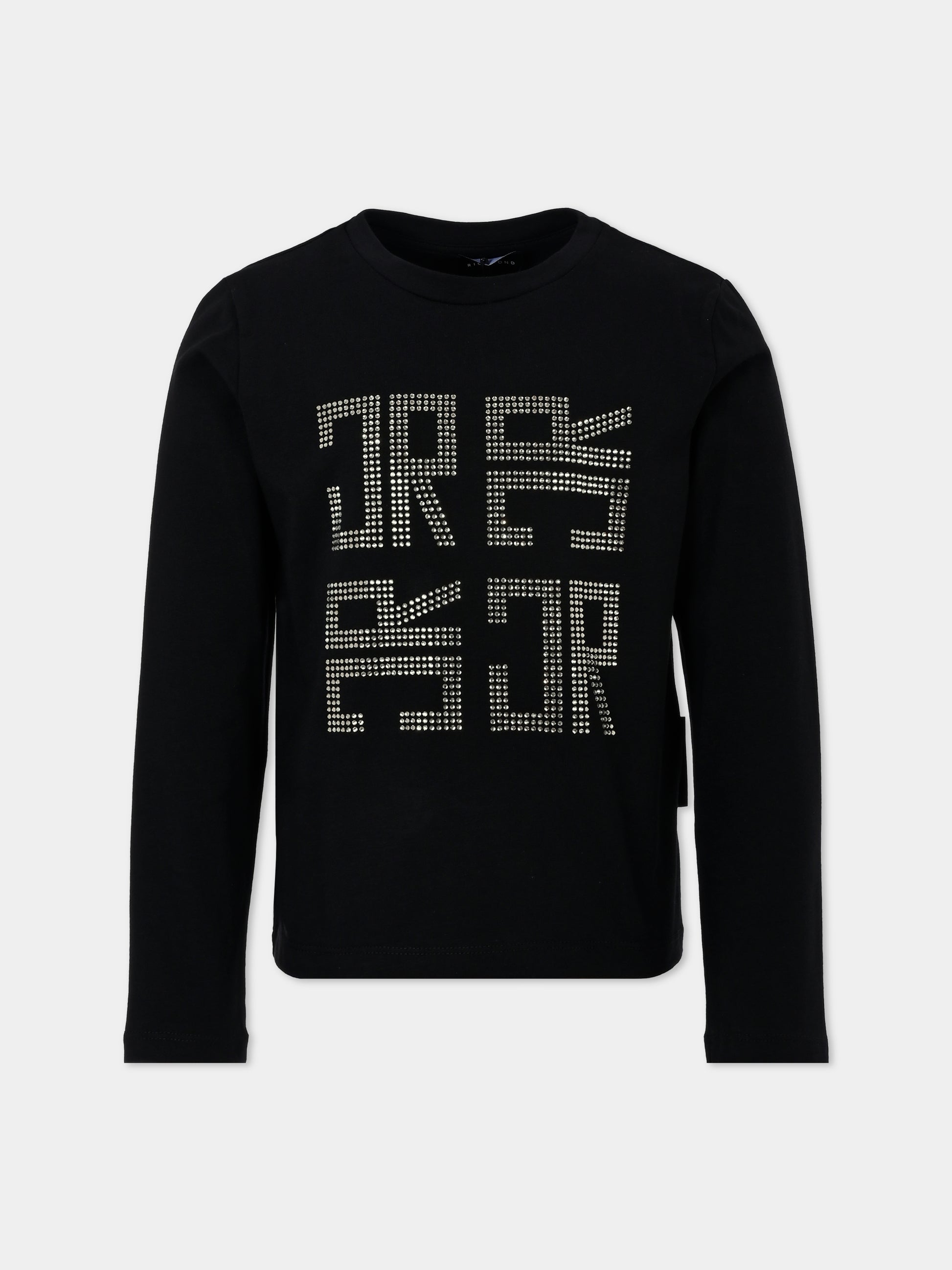 T-shirt nera per bambina con logo,Richmond,RGA25182TS BLACK