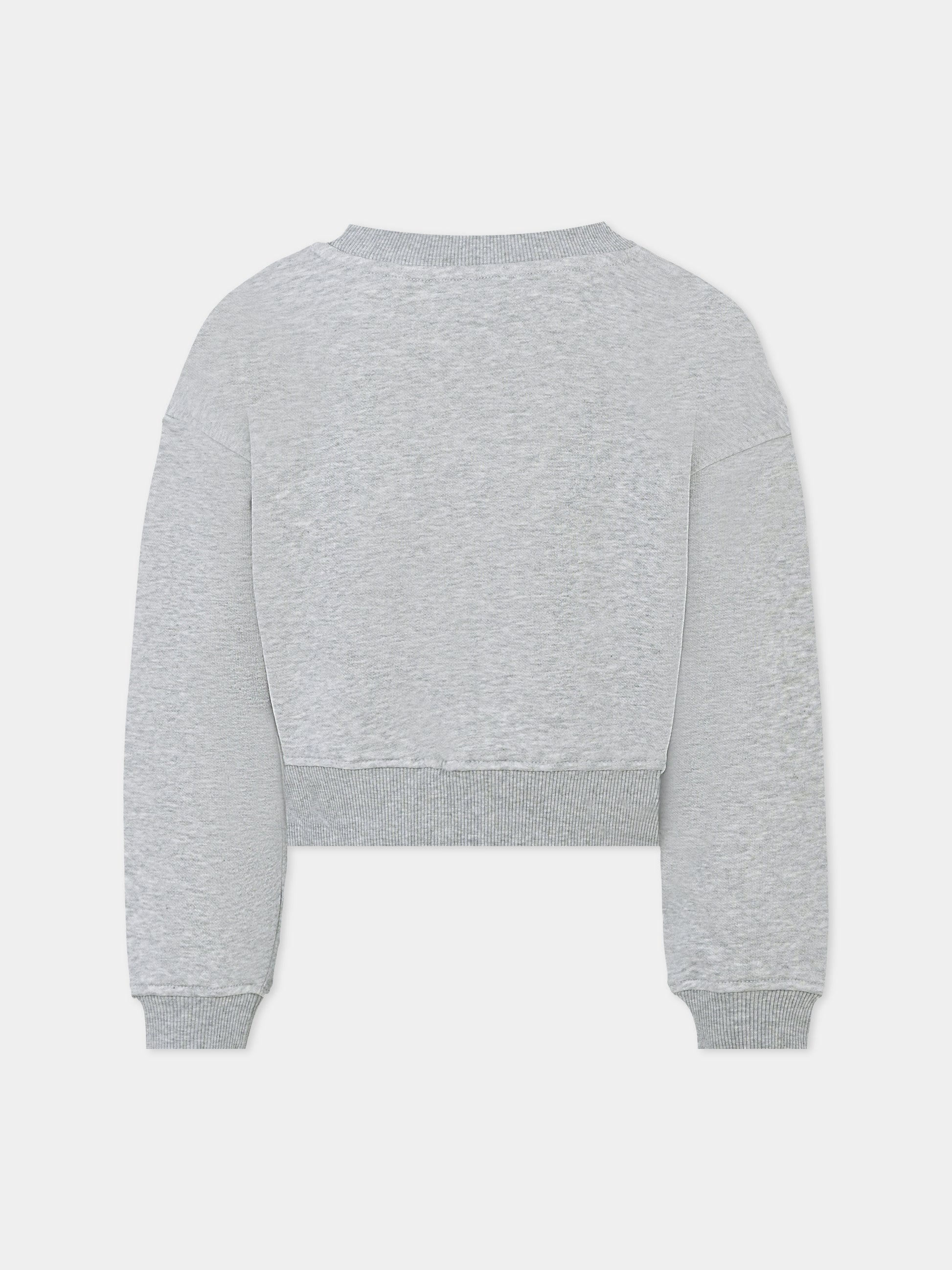 Felpa crop grigia per bambina con logo ricamato,Richmond,RGA25034FE GREY MELANGE