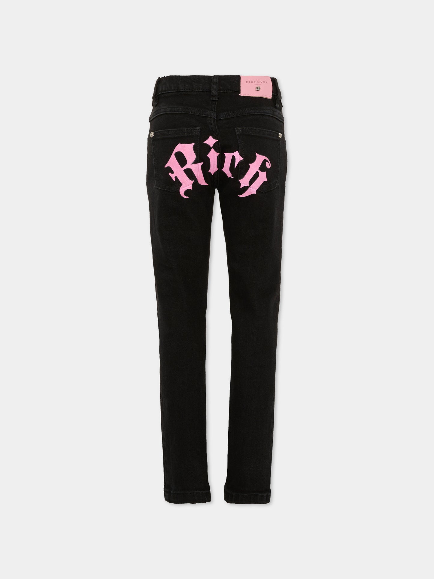 Jeans neri per bambina con logo,Richmond,RGA25253JE DENIM BLACK