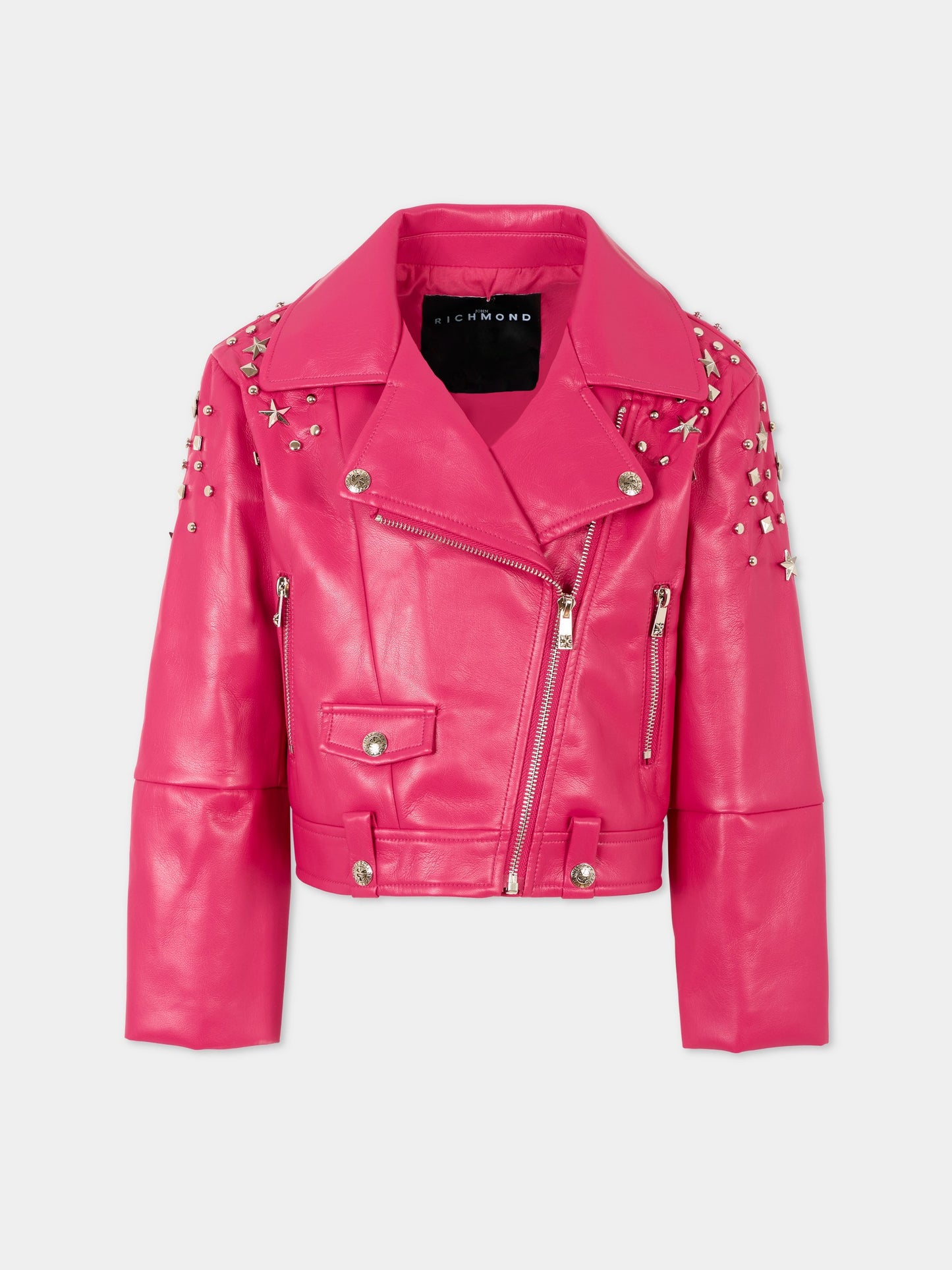 Giubbotto in ecopelle fuchsia per bambina con borchie,Richmond,RGA25202GB VIVACIOUS