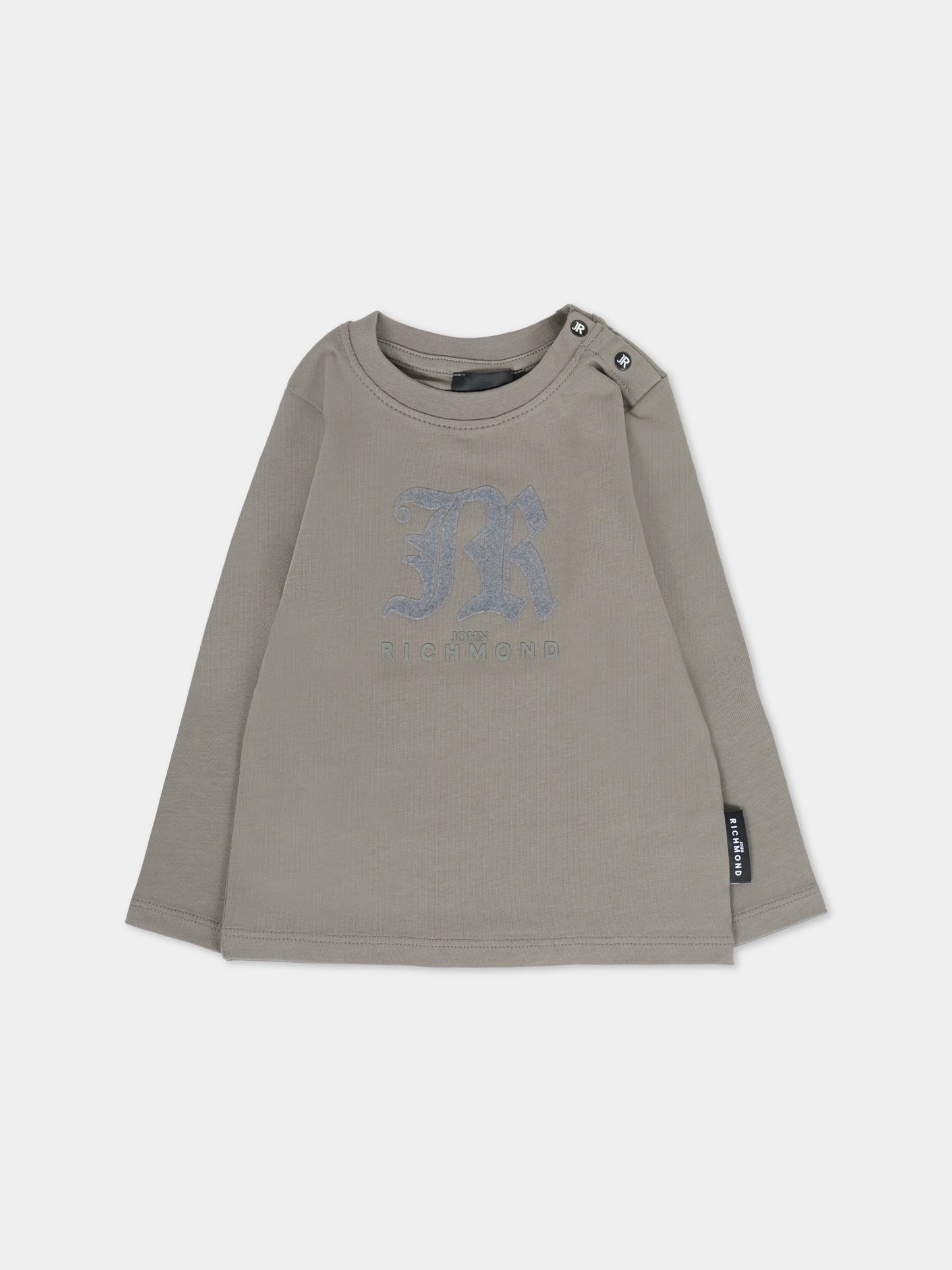 T-shirt grigia per neonato con logo,Richmond,RIA25004TS GREY STEEL