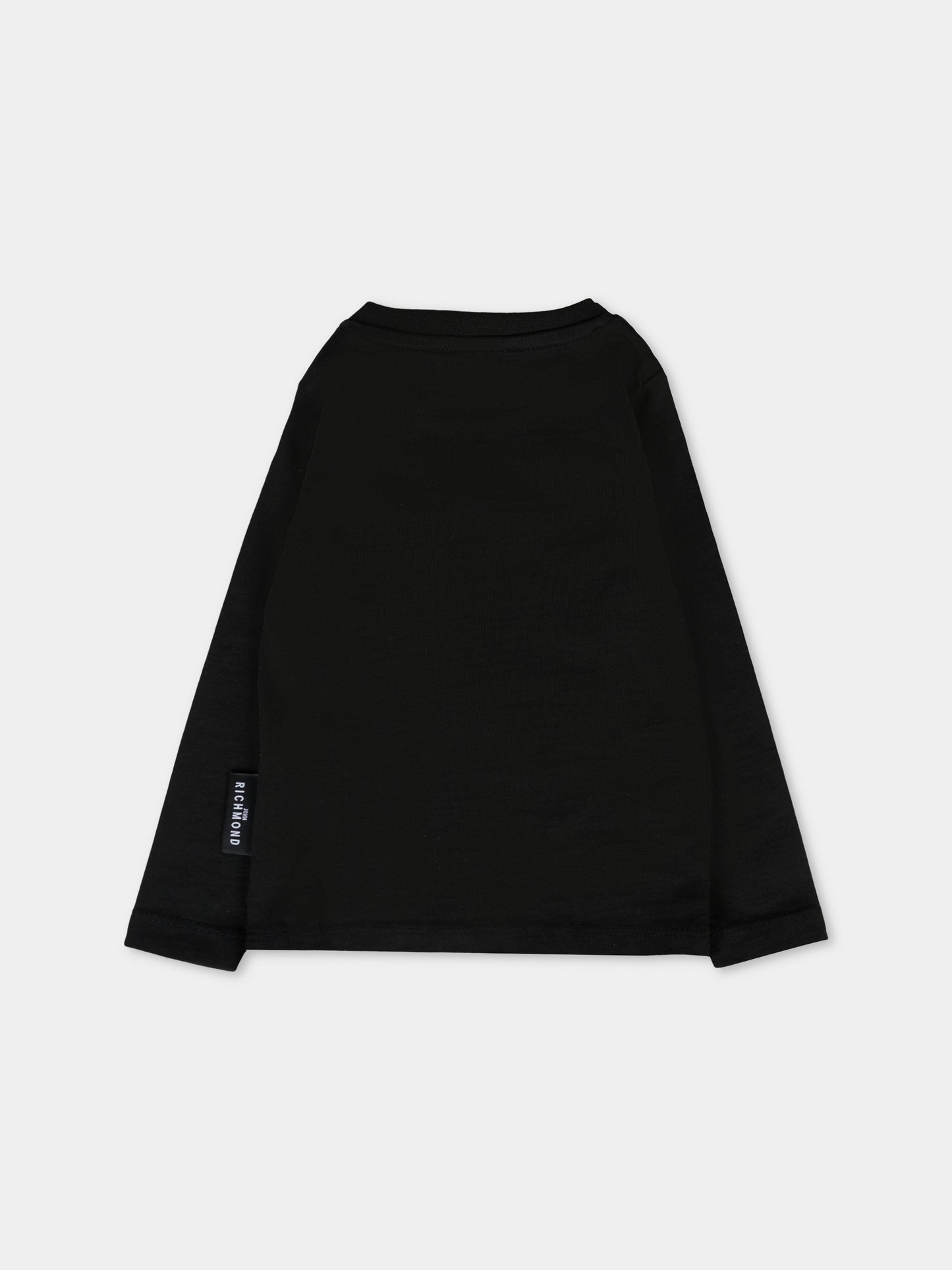 T-shirt nera per neonata con corona e logo,Richmond,RIA25114TS BLACK