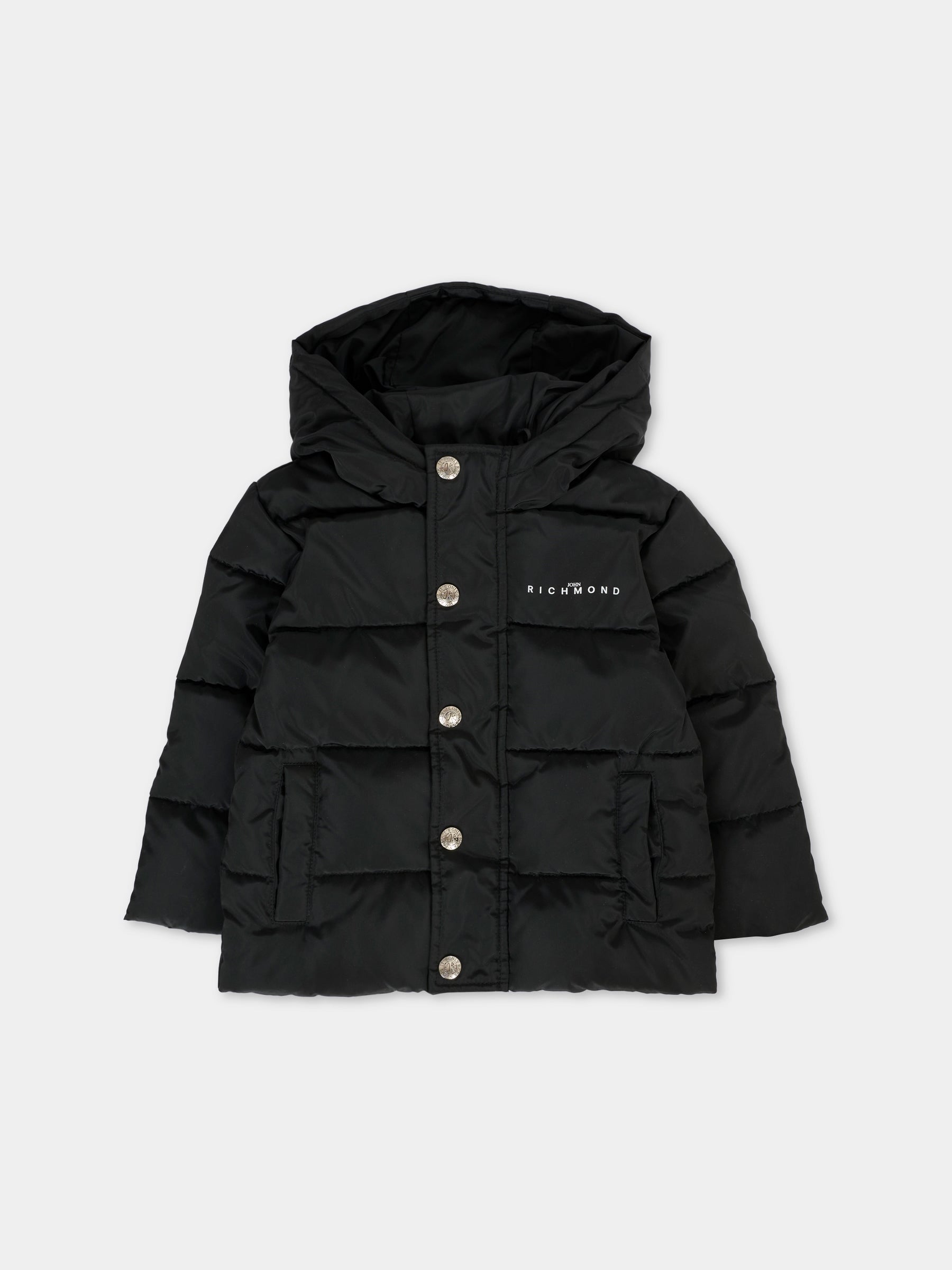 Piumino nero per neonati con logo,Richmond,RIA25011PI BLACK