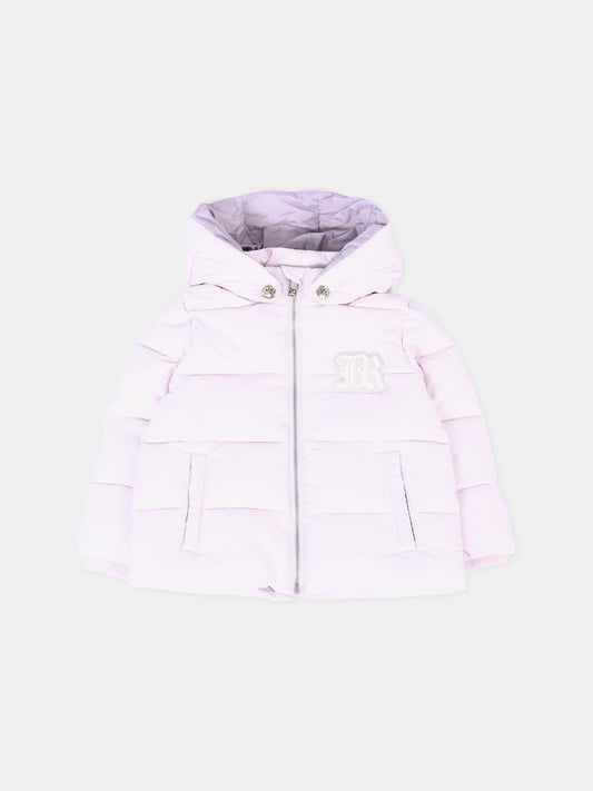 Piumino lilla per neonata con logo,Richmond,RIA25021PI ORCHID ICE
