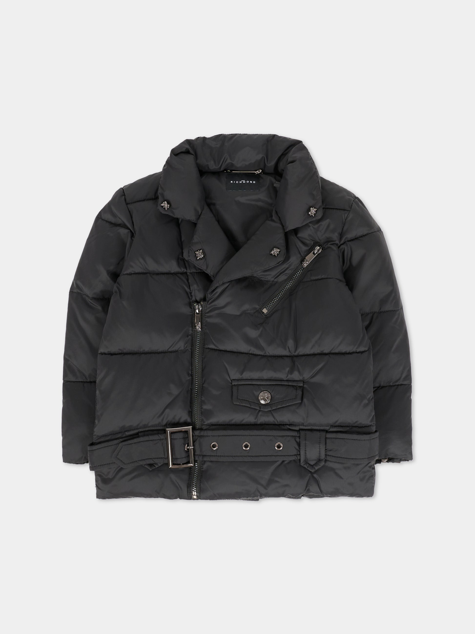 Piumino nero per neonata con logo,Richmond,RIA25094PI BLACK