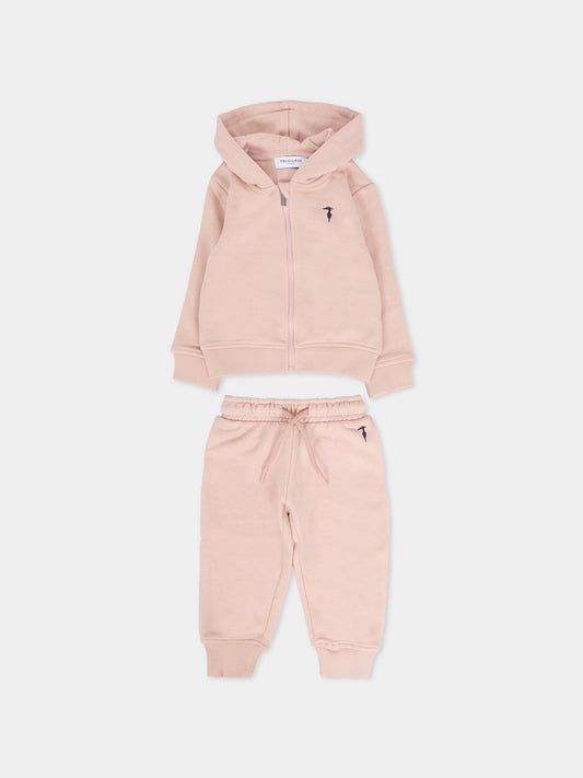 Completo rosa per neonata con logo,Trussardi Junior,TIA25002CF ROSE SMOKE