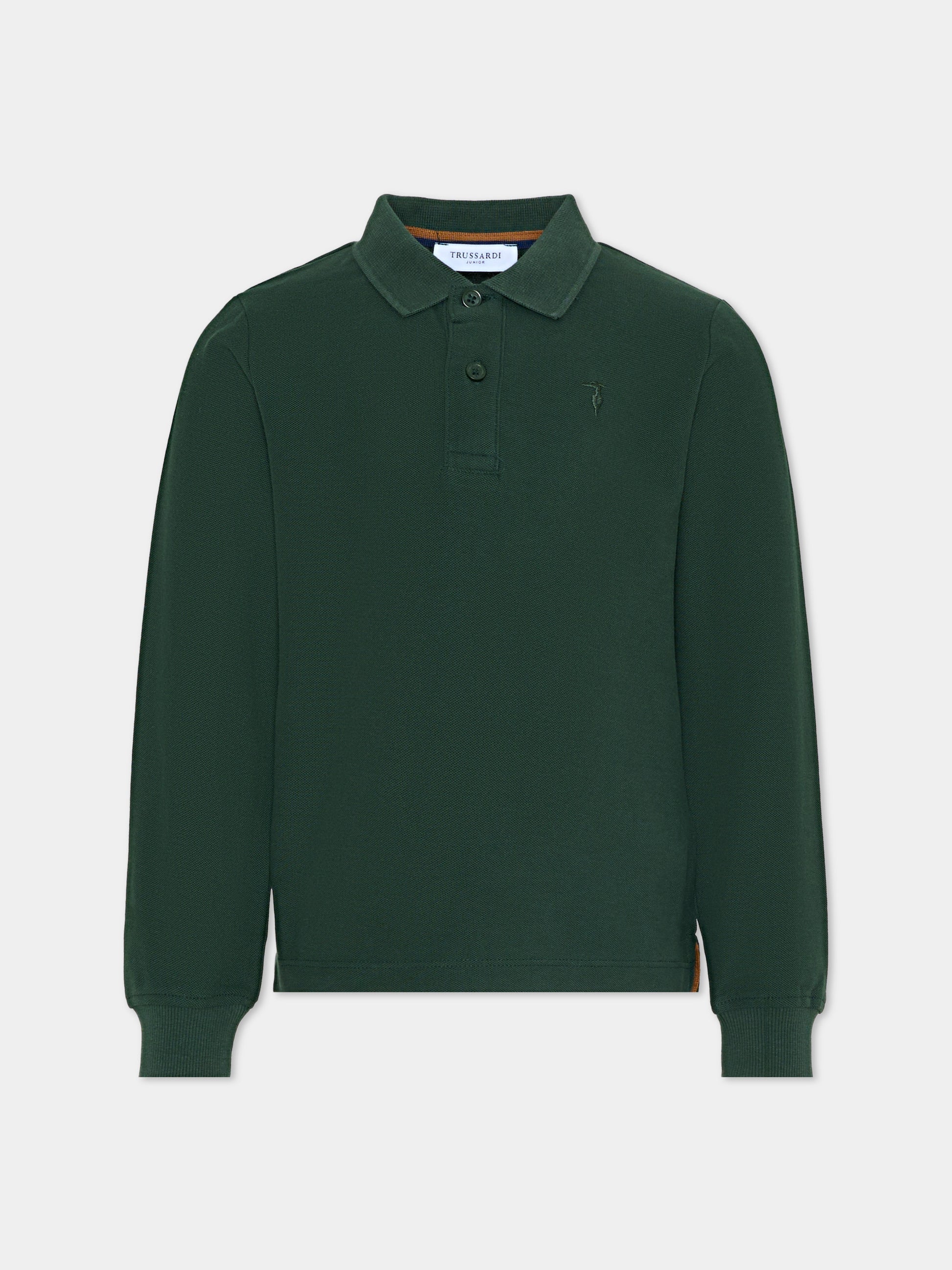 Polo verde per bambino con logo,Trussardi Junior,TBA25013PO PINENEEDLE