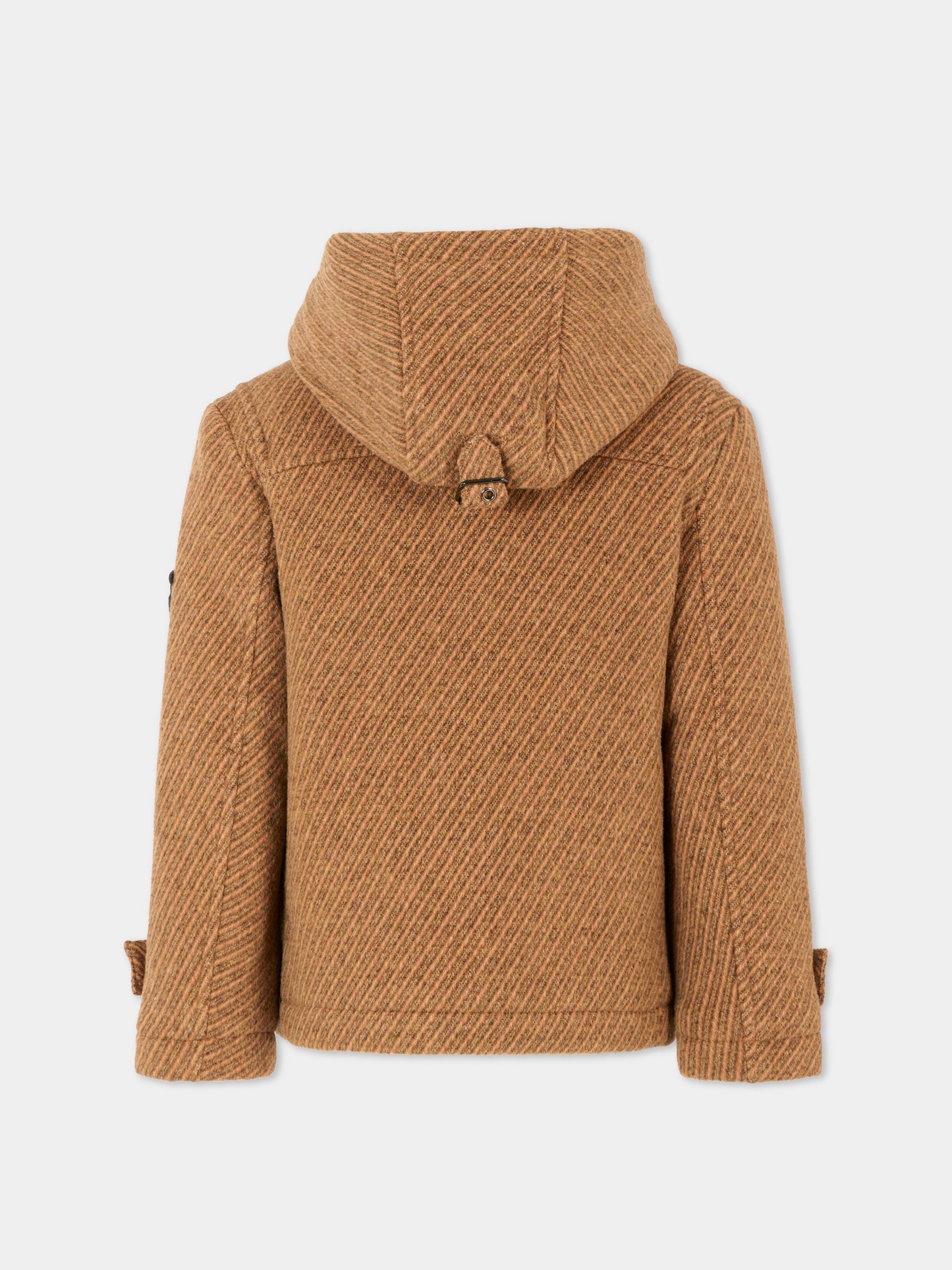 Cappotto marrone per bambino con logo ricamato,Trussardi Junior,TBA25037GB PINECONE