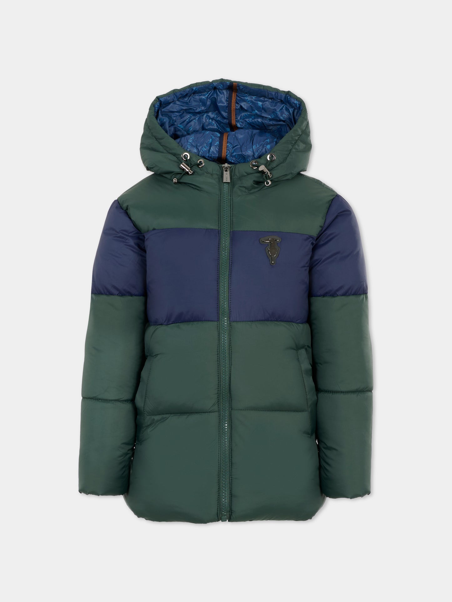 Piumino verde per bambino con logo