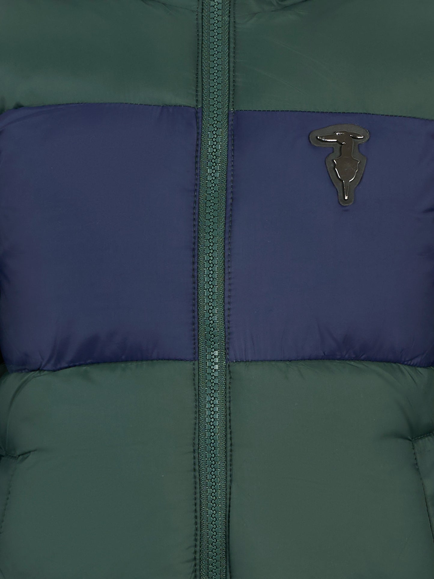Piumino verde per bambino con logo