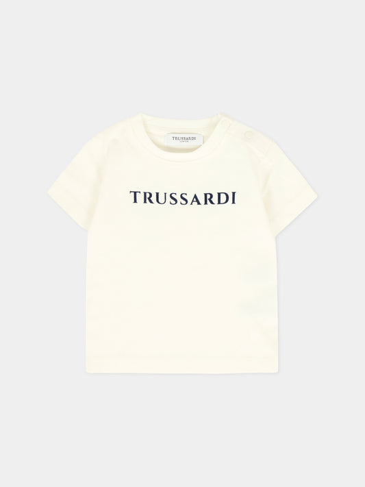 T-shirt bianca per neonato con logo,Trussardi Junior,TIA25014TS OFF-WHITE