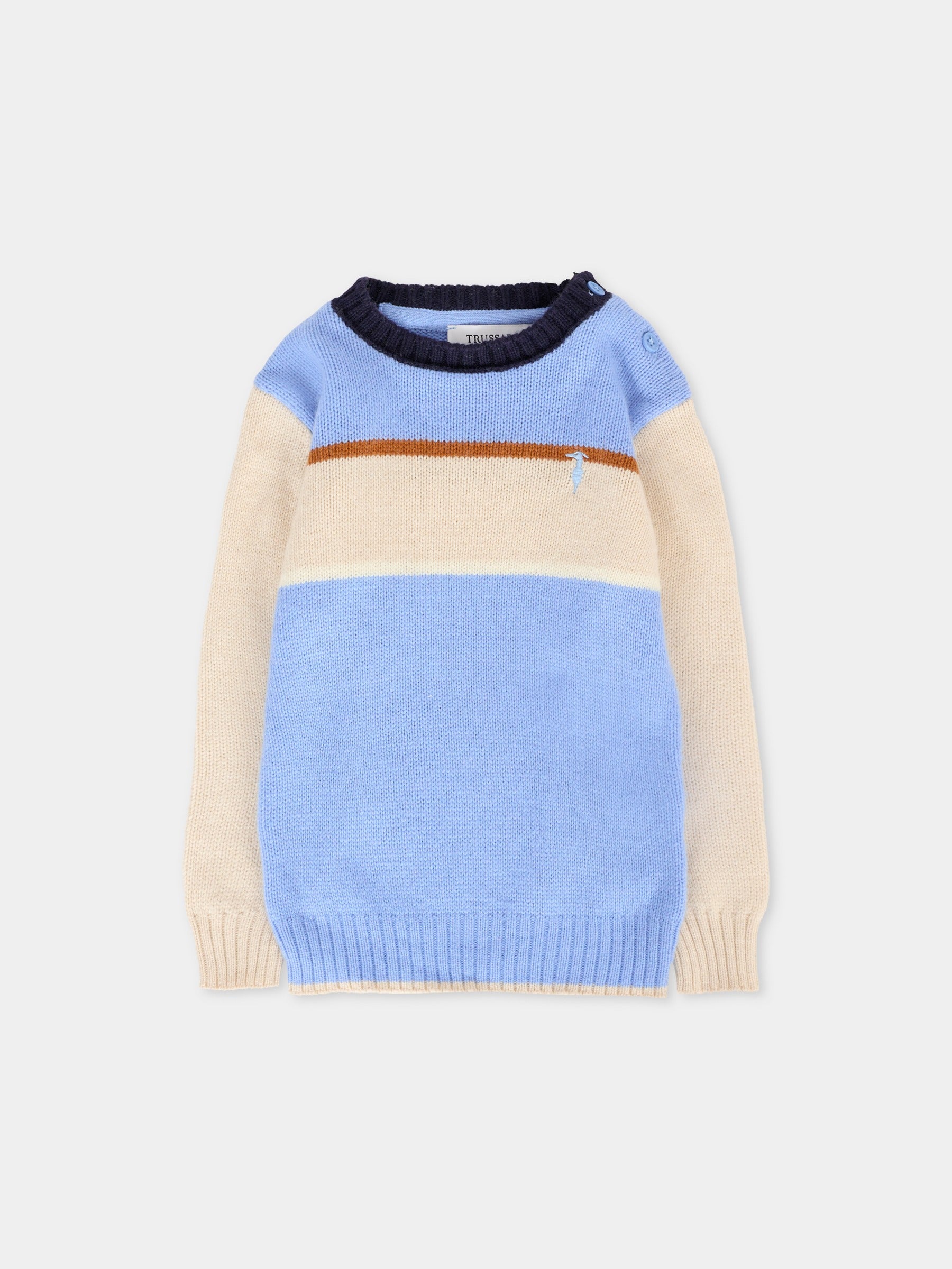 Maglione azzurro per neonato con ricamo,Trussardi Junior,TIA25103MA RIVIERA