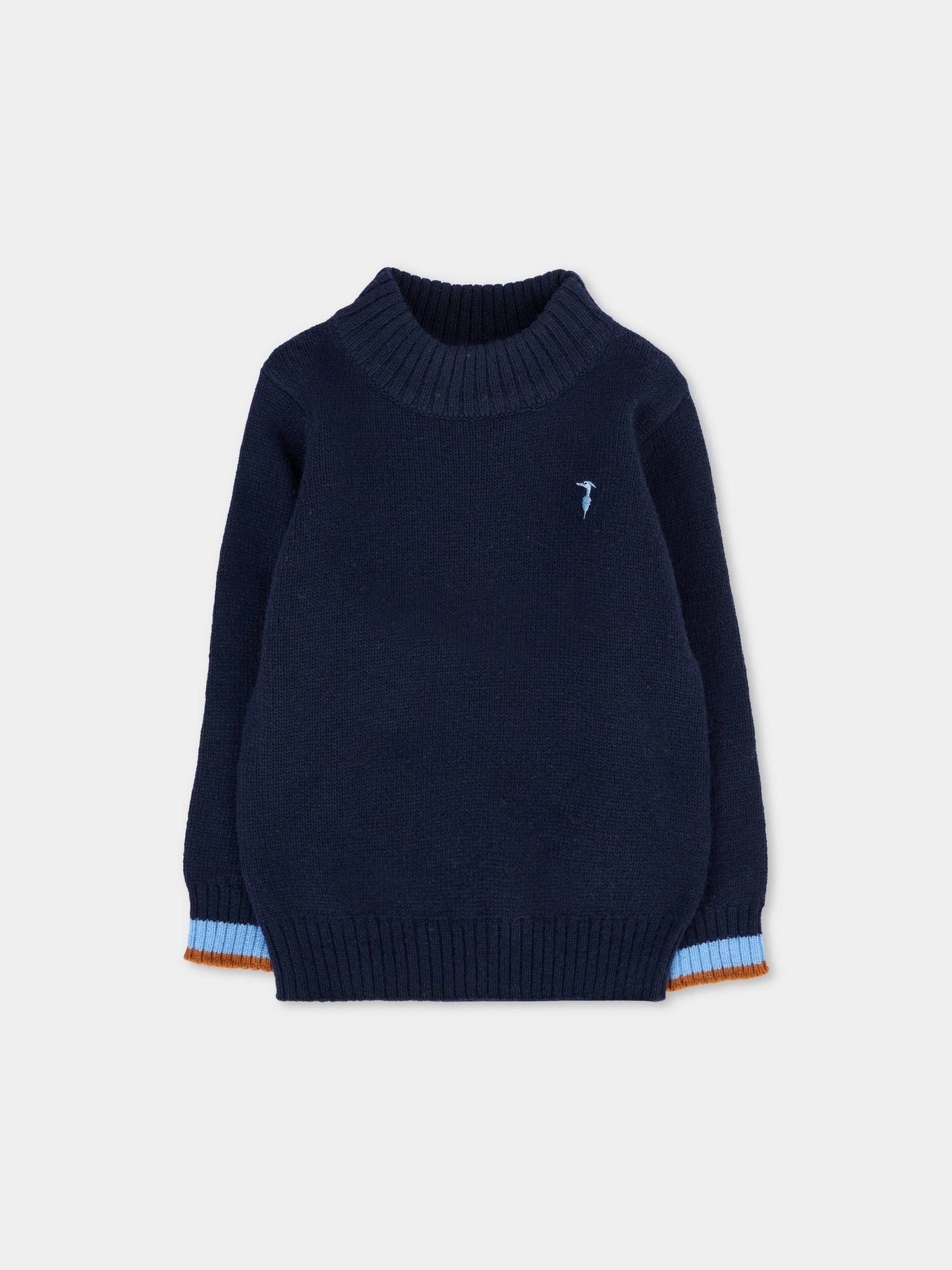 Dolcevita blu per neonato con logo celeste,Trussardi Junior,TIA25109MA PEACOAT