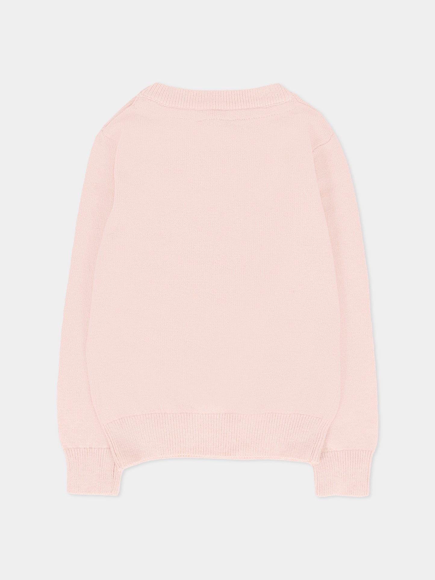 Maglione rosa per neonata con logo ricamato,Trussardi Junior,TIA25011MA ROSE SMOKE