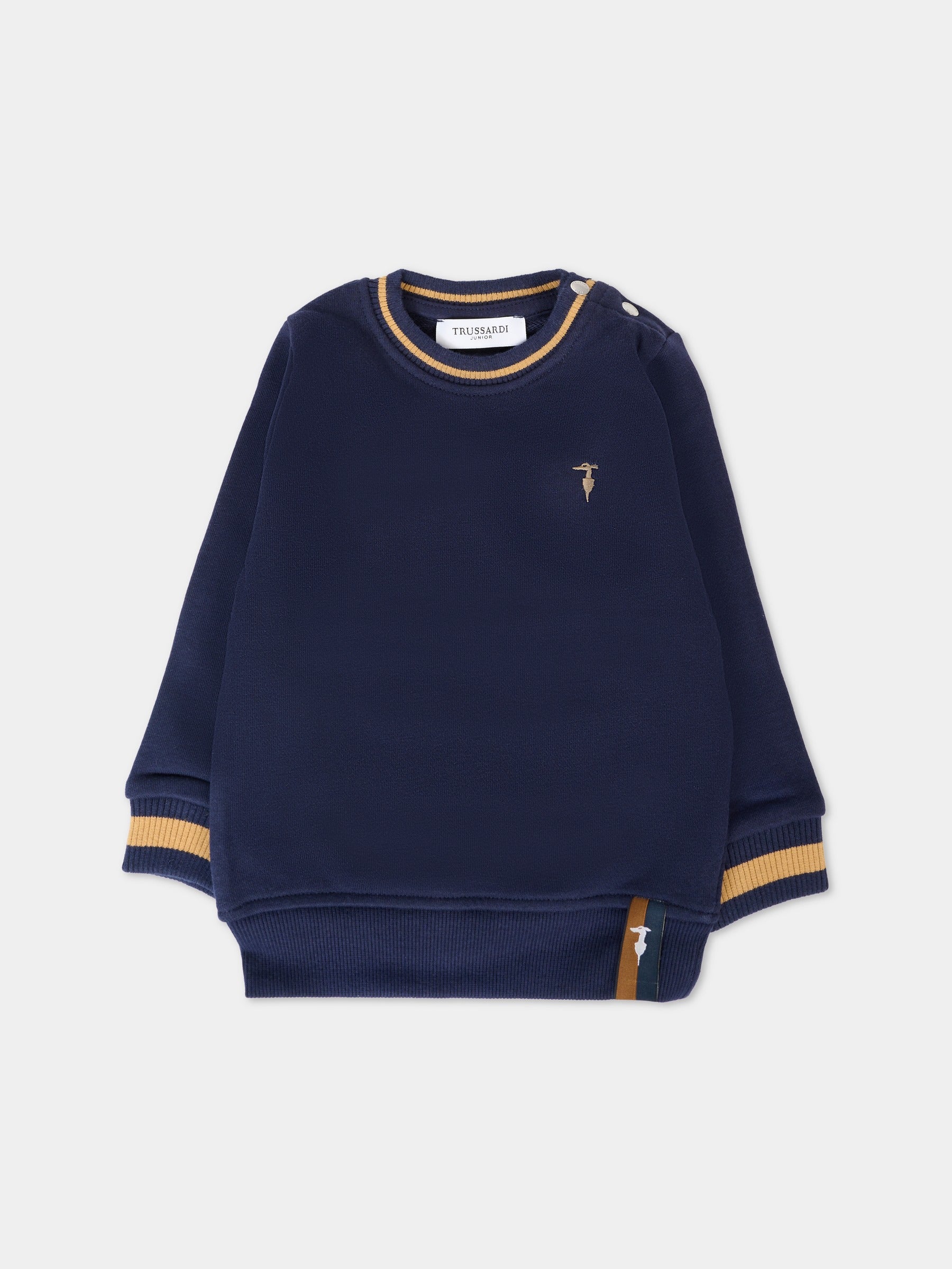 Felpa blu per neonato con logo ricamato,Trussardi Junior,TIA25080FE PEACOAT
