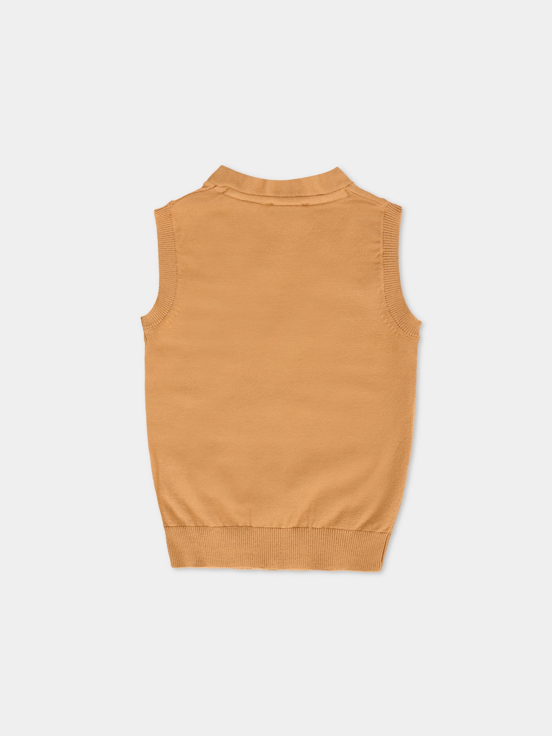 Gilet beige per neonato con logo blu,Trussardi Junior,TIA25027GL APPLE CINNAMON