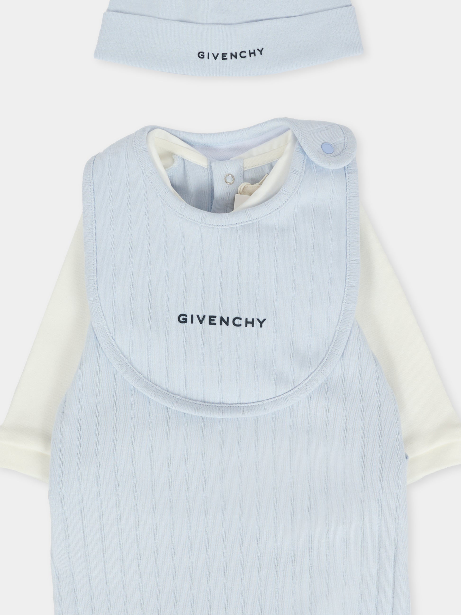 Set tutina celeste per neonato con logo,Givenchy Kids,H30864 771