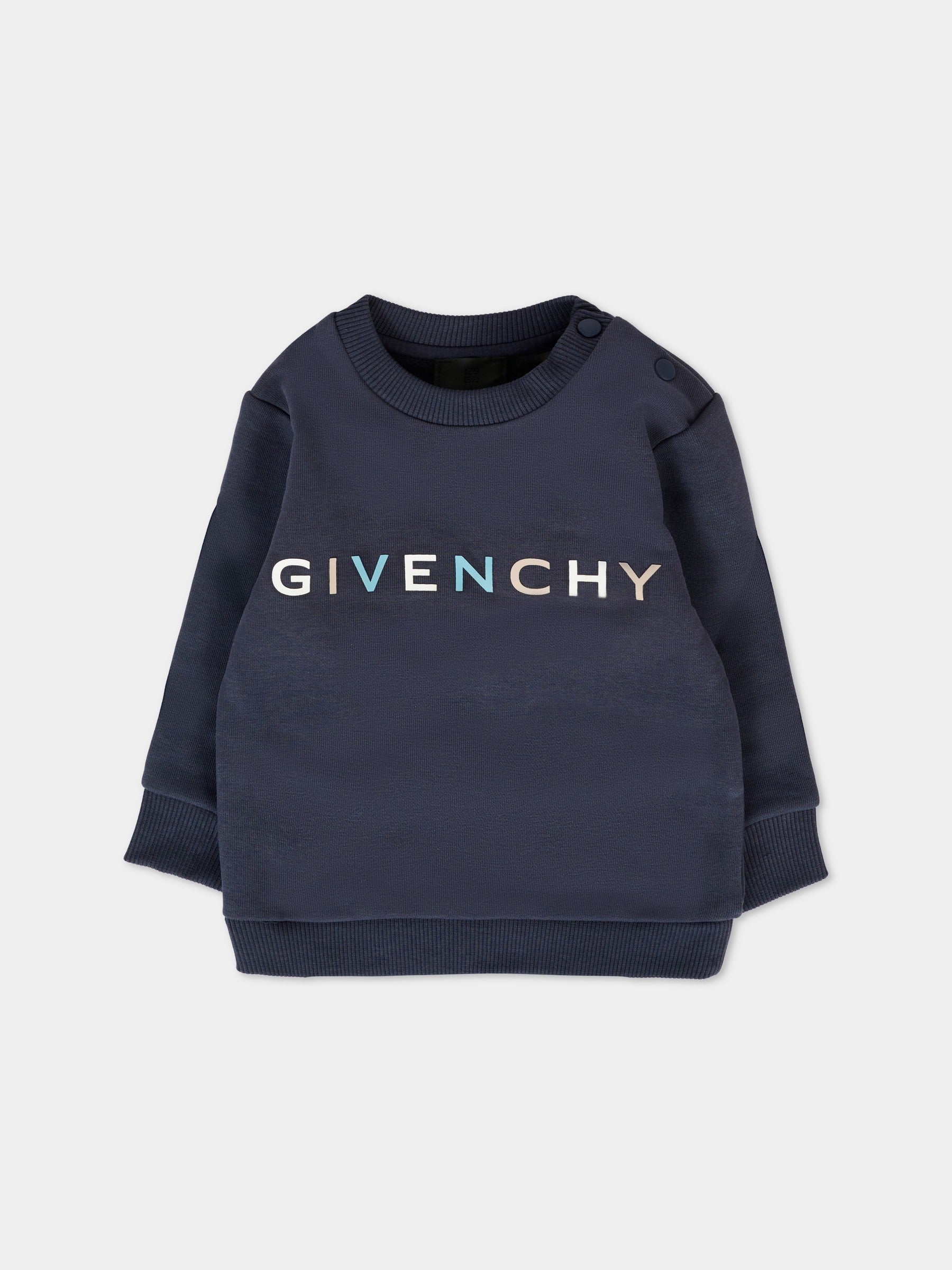 Felpa blu per neonato con logo,Givenchy Kids,H30884 853