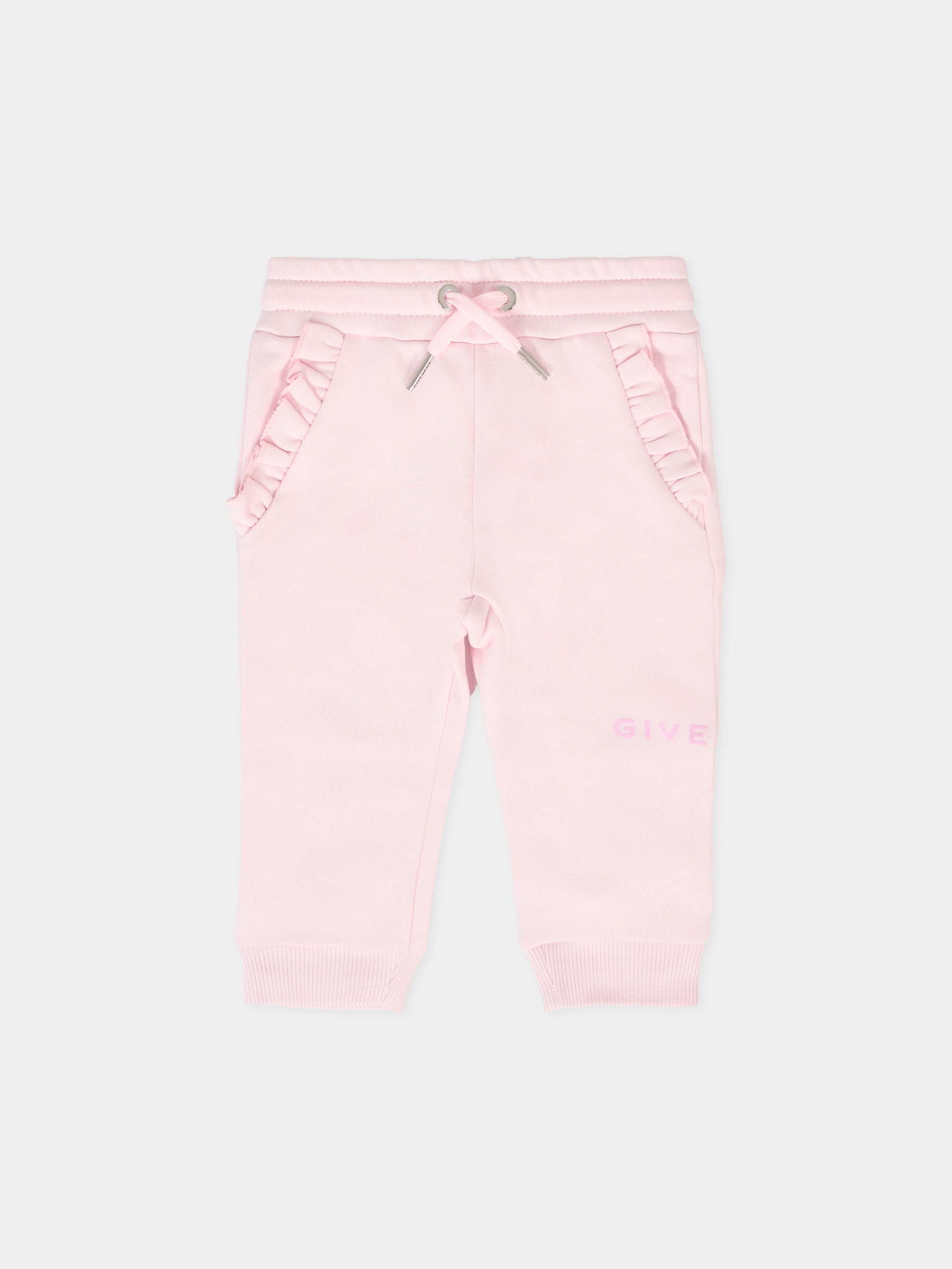 Pantaloni rosa per neonata con logo,Givenchy Kids,H30896 44Z