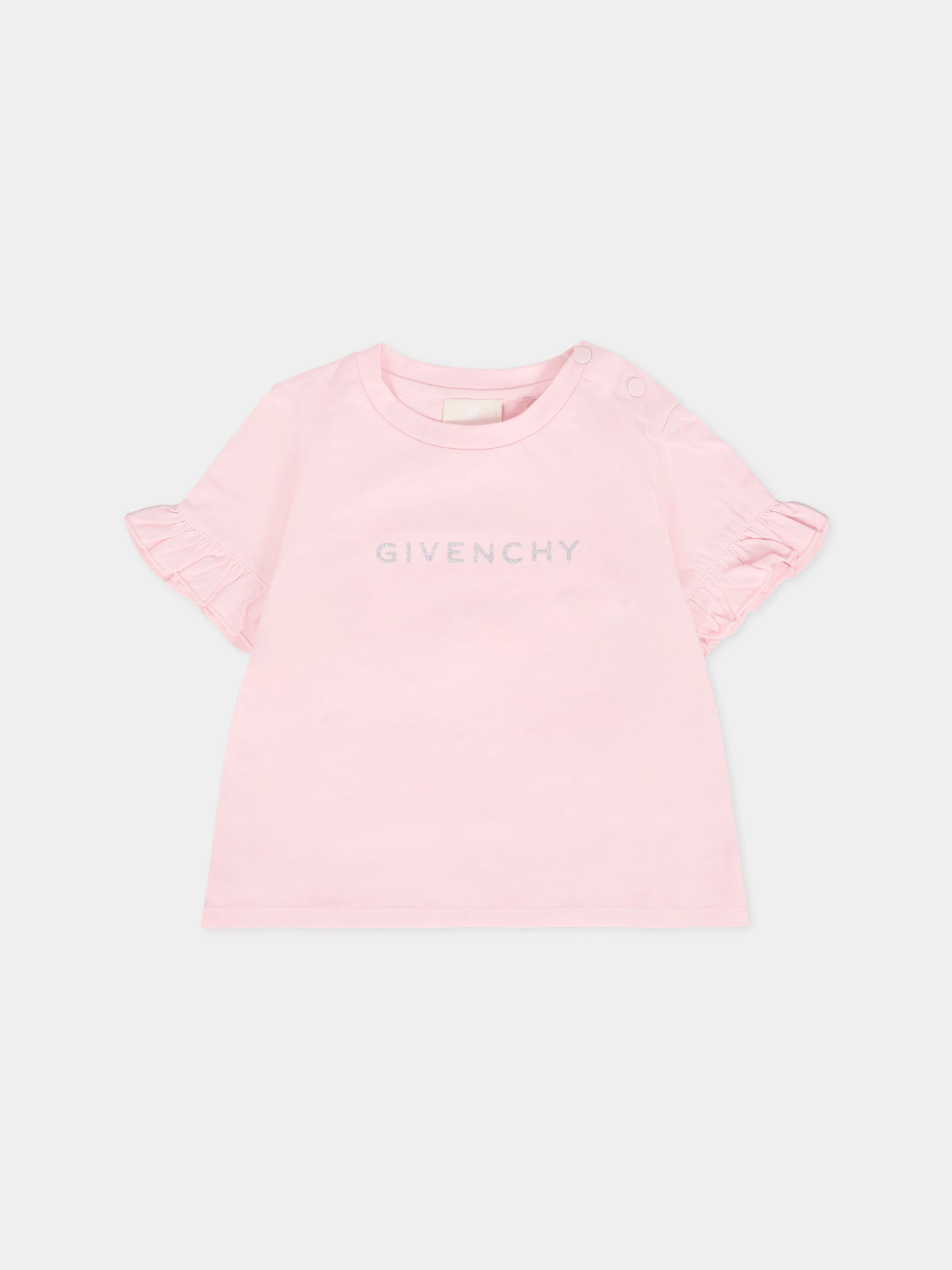 T-shirt rosa per neonata con logo,Givenchy Kids,H30903 44Z