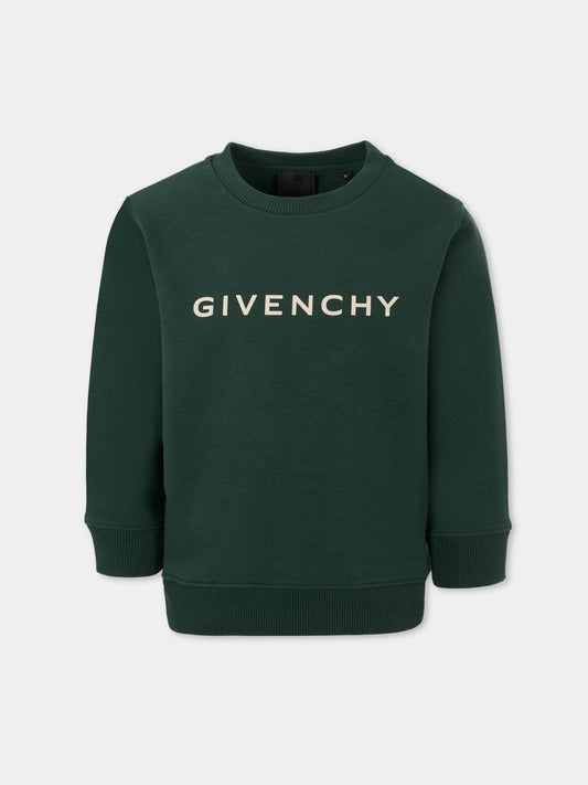 Felpa verde per bambini con logo,Givenchy Kids,H30937 672